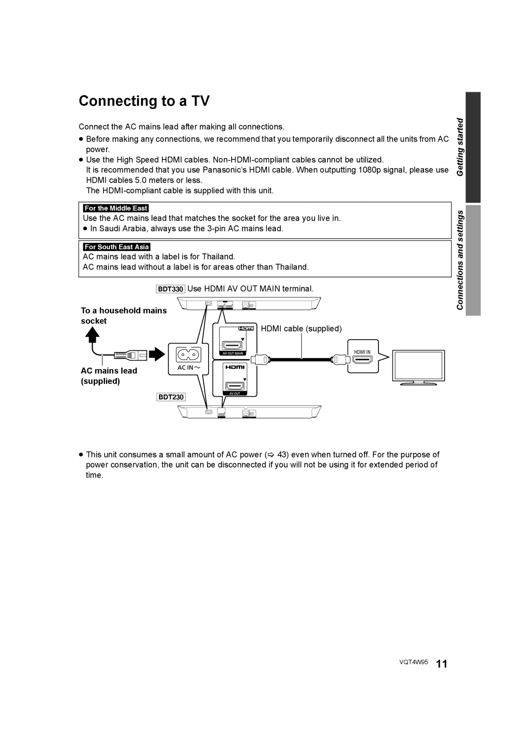 Panasonic DMP-BDT330, DMP-BDT230 operating instructions FortheMiddleEast, ForSouthEastAsia 