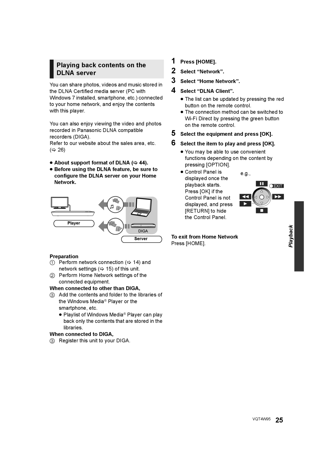 Panasonic DMP-BDT330, DMP-BDT230 operating instructions Playing back contents on the Dlna server 