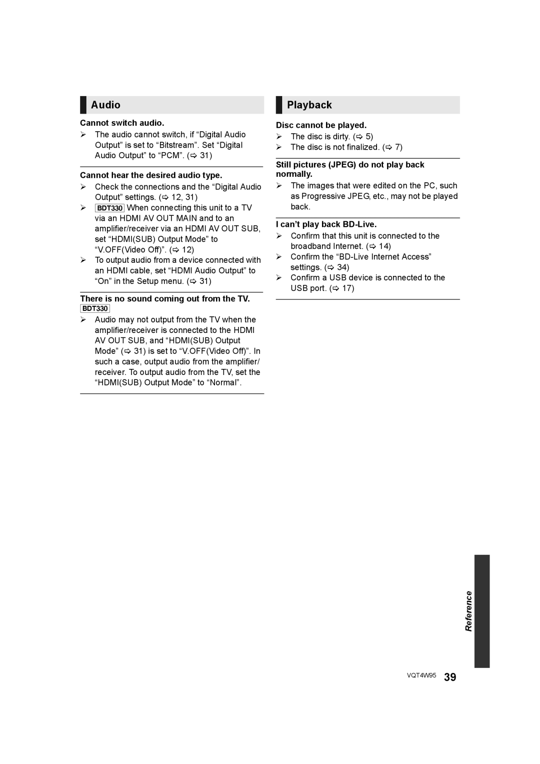 Panasonic DMP-BDT330, DMP-BDT230 operating instructions Audio, Playback 