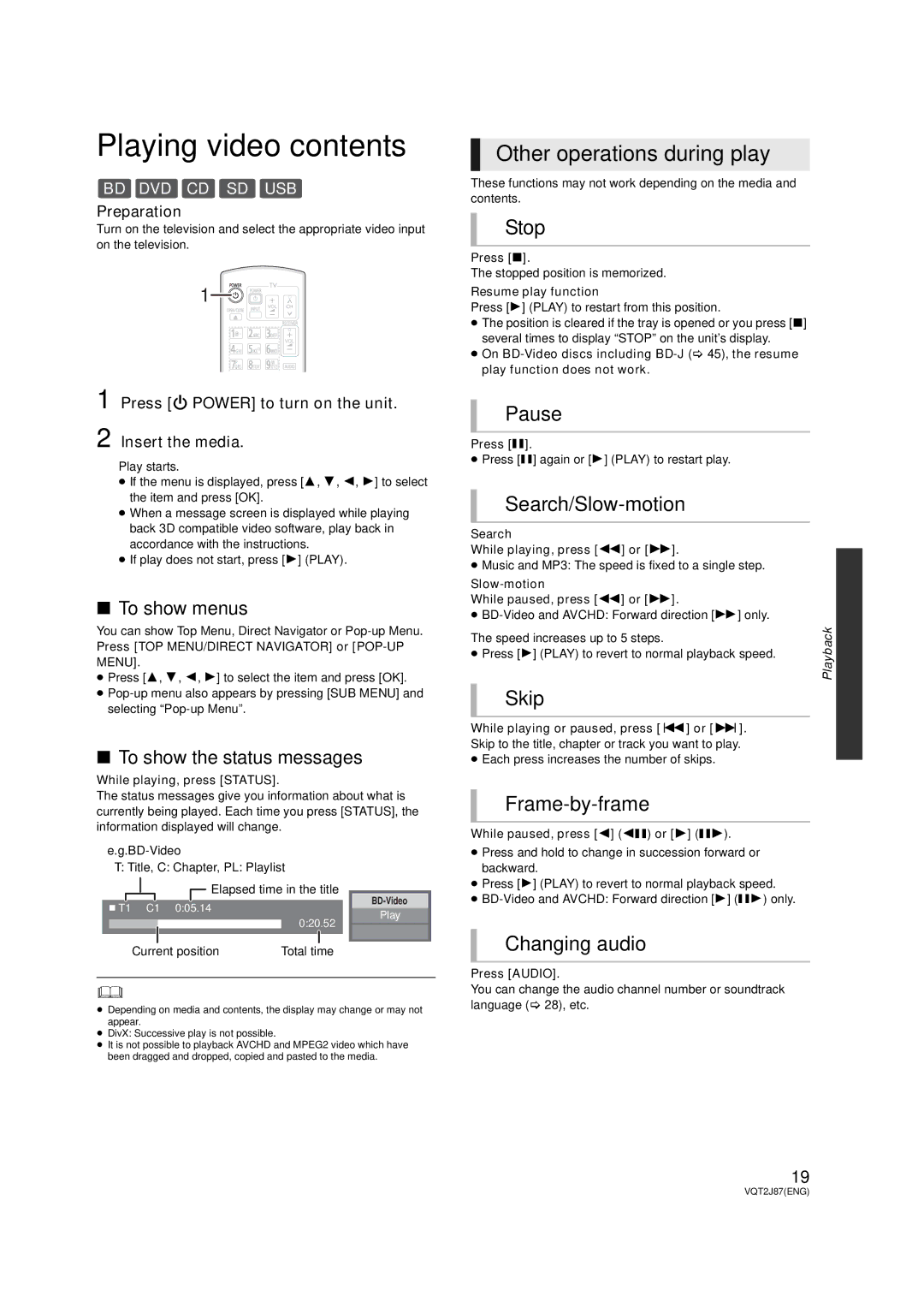 Panasonic DMP-BDT350, DMP-BDT300 operating instructions Playing video contents 