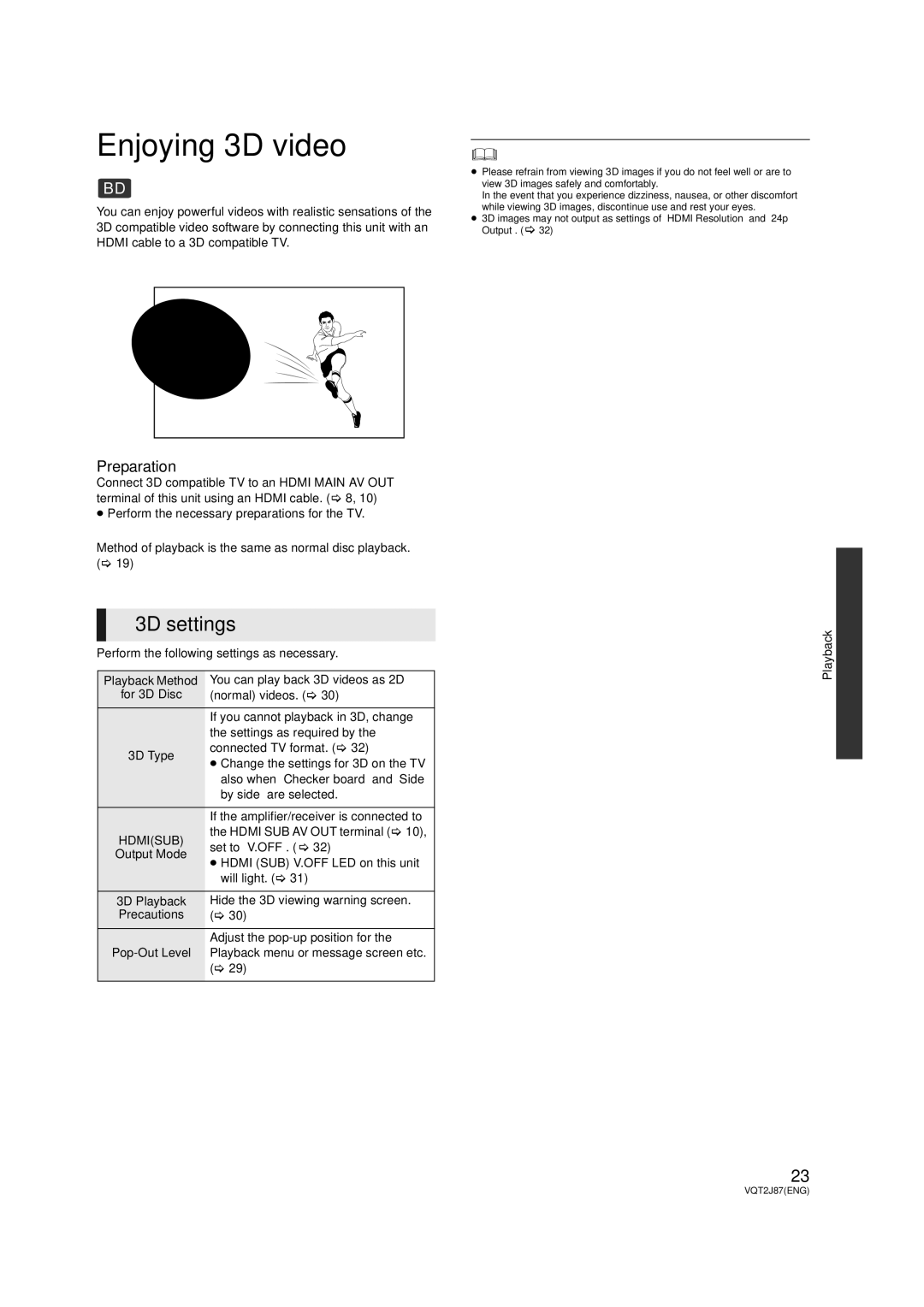 Panasonic DMP-BDT350, DMP-BDT300 operating instructions Enjoying 3D video 