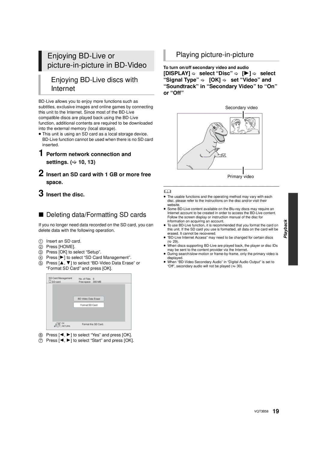 Panasonic DMP-BDT215 Enjoying BD-Live or picture-in-picture in BD-Video, Enjoying BD-Live discs with Internet, Display 