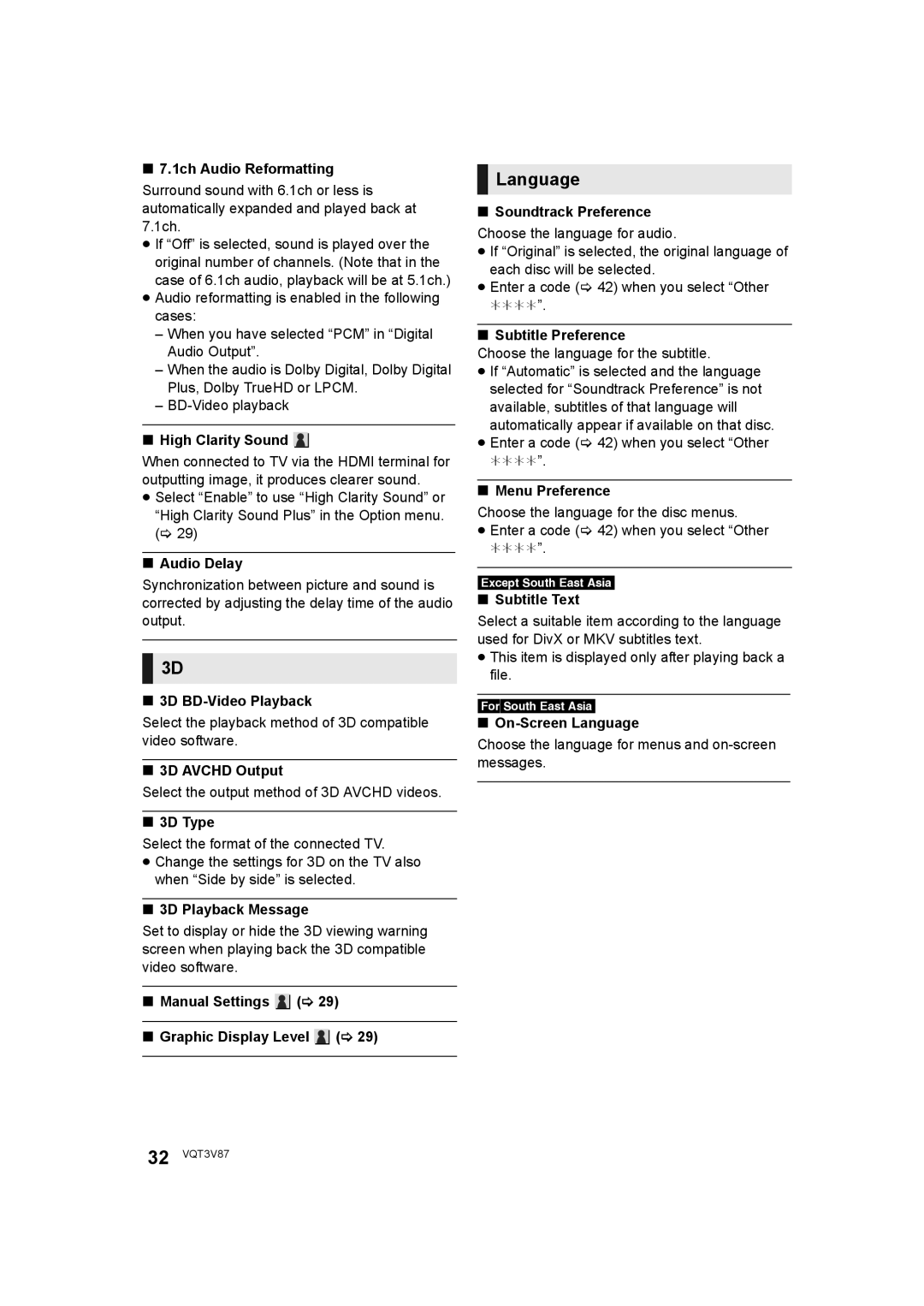 Panasonic DMP-BDT320 operating instructions Language 