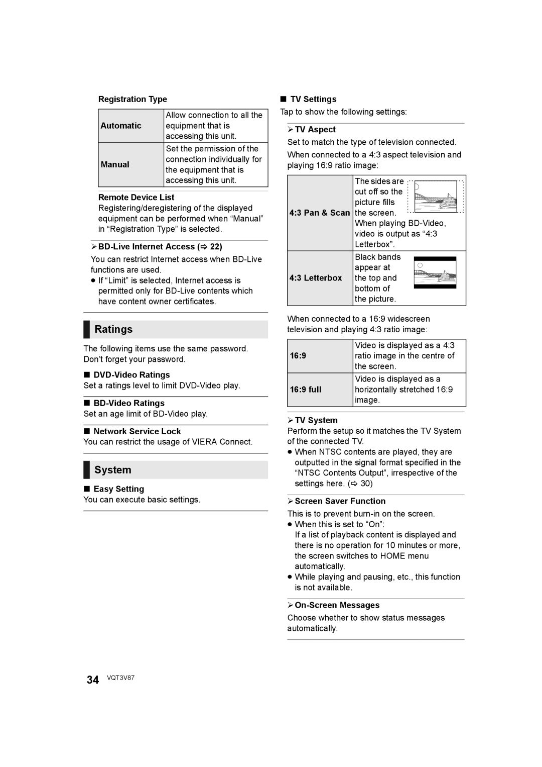 Panasonic DMP-BDT320 operating instructions Ratings, System 