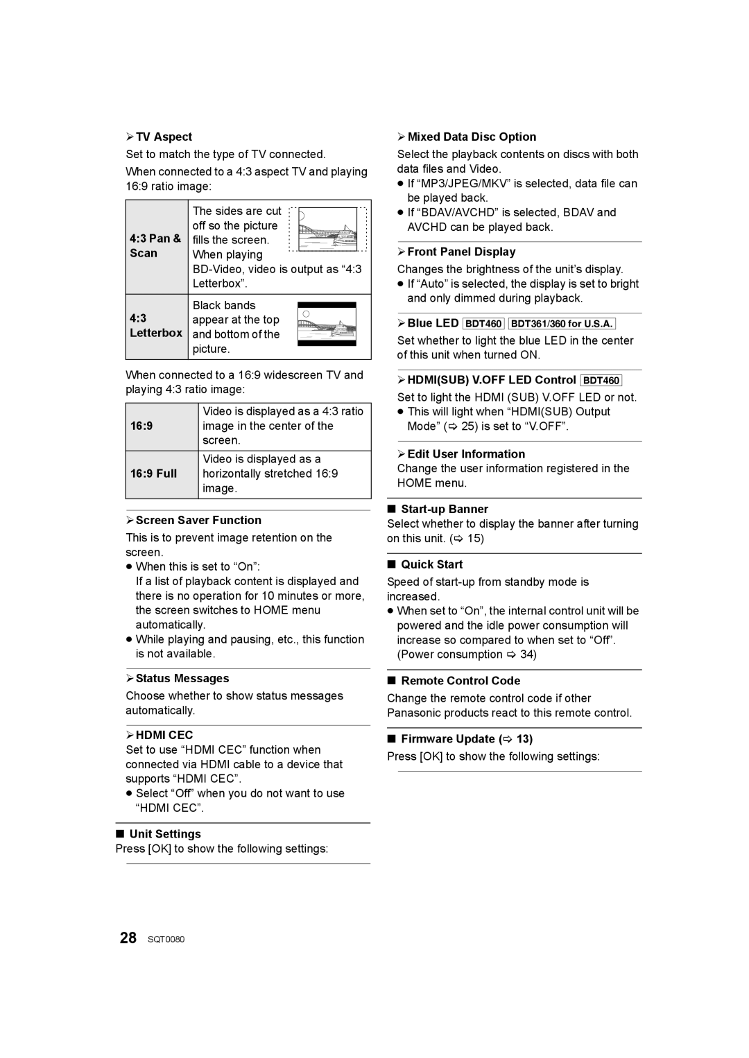 Panasonic DMP-BDT460, DMP-BDT361, DMP-BDT360 owner manual ¾ Hdmi CEC 