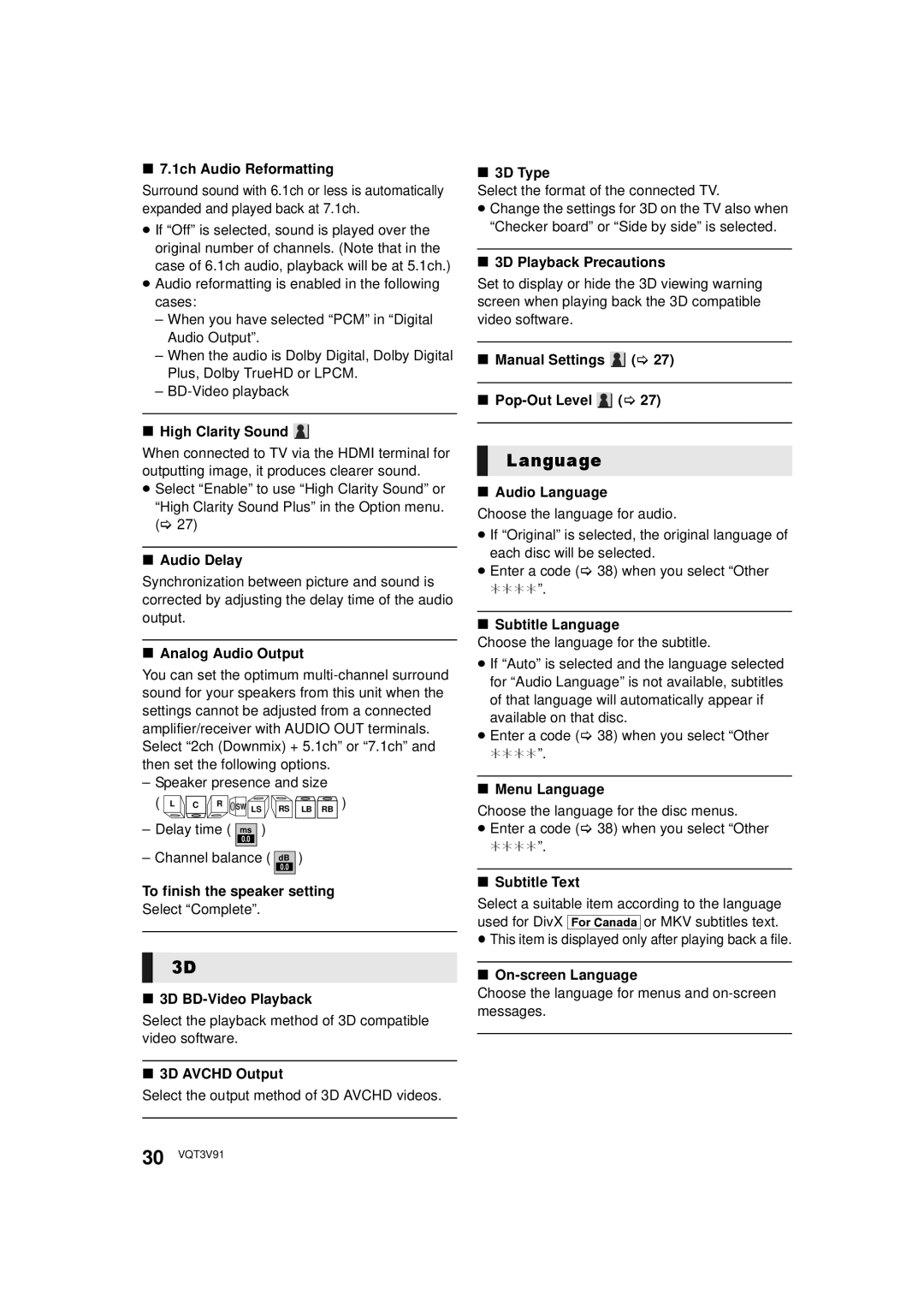 Panasonic DMP-BDT500 owner manual Language 