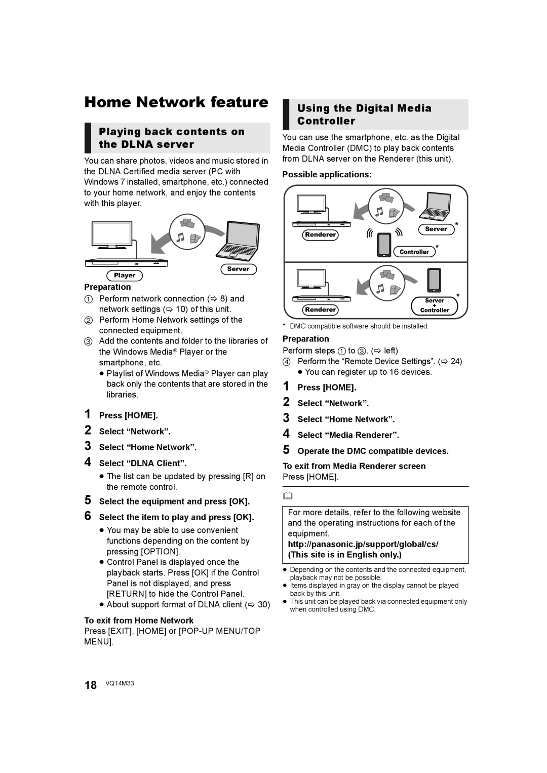 Panasonic DMP-DSB100 Home Network feature, Playing back contents on the Dlna server, Using the Digital Media Controller 