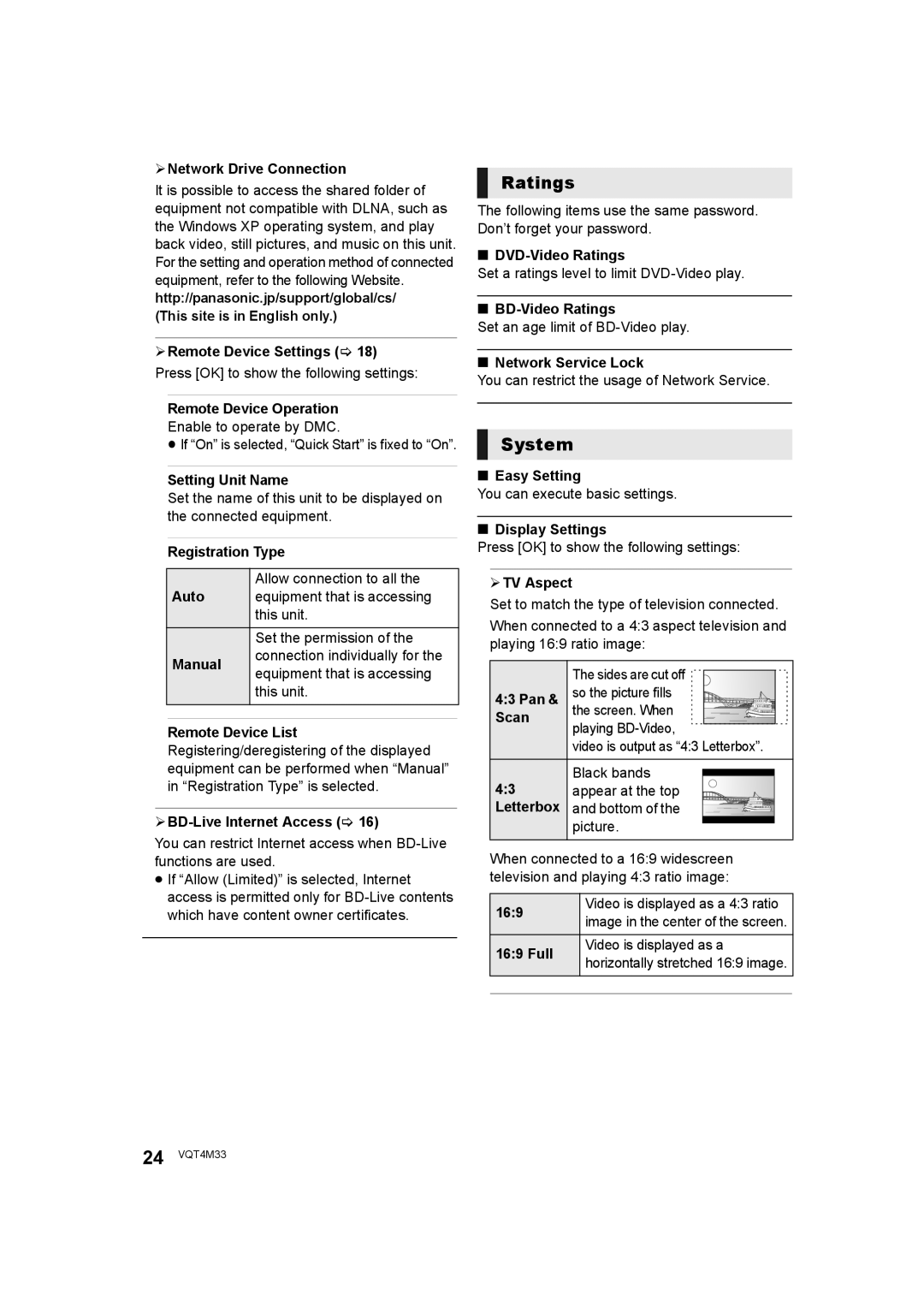 Panasonic DMP-DSB100 owner manual Ratings, System 