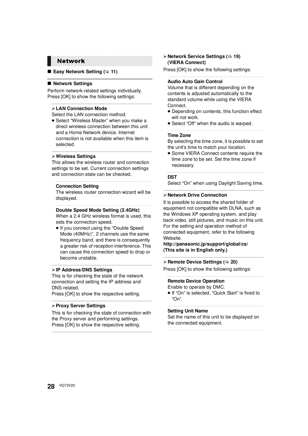 Panasonic DMPBDT220, DMP-BDT220 owner manual Network, Dst 