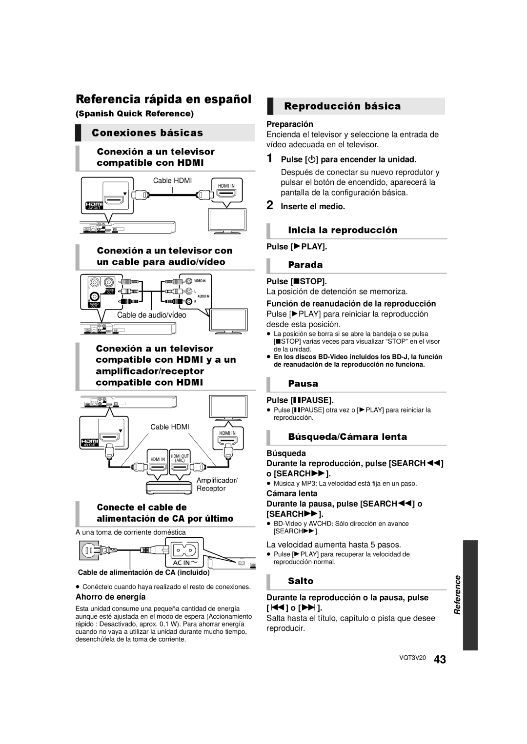 Panasonic DMP-BDT220, DMPBDT220 owner manual Conexiones básicas, Reproducción básica 