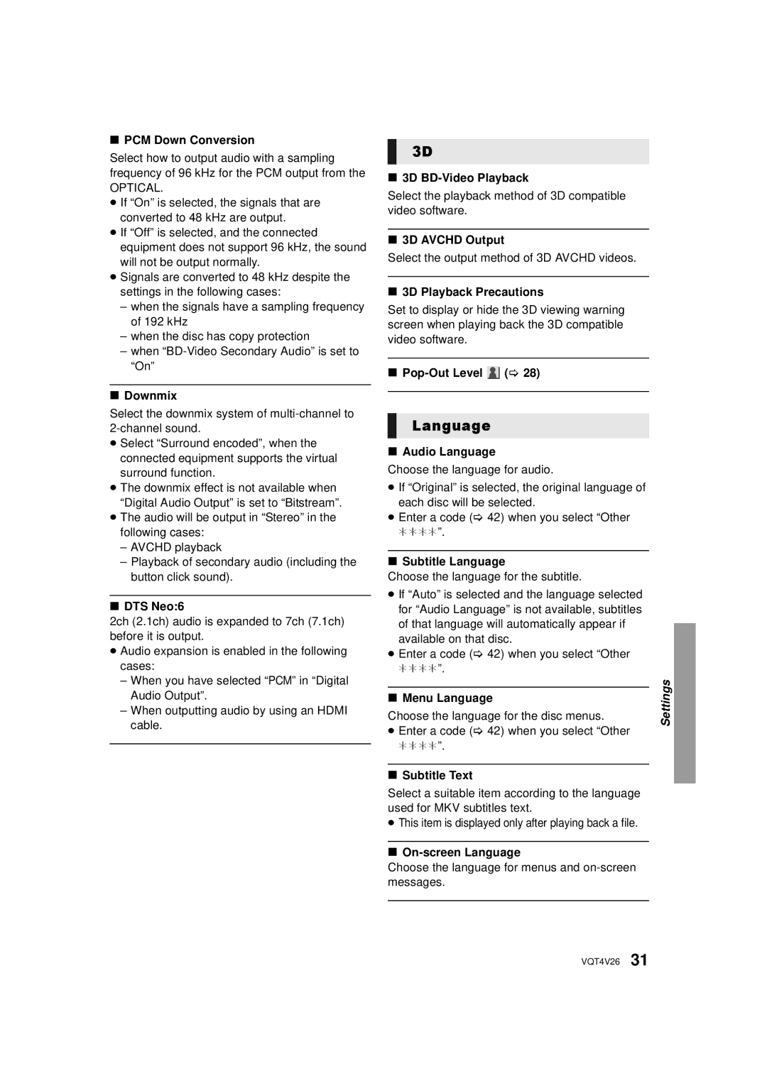 Panasonic DMP-BDT330, DMPBDT230 owner manual Language 