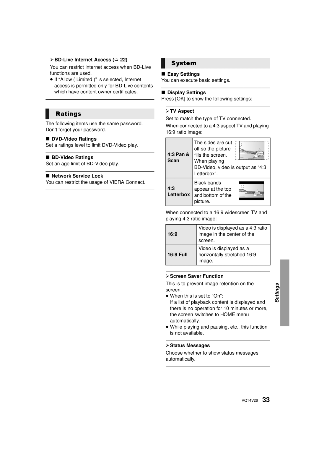 Panasonic DMP-BDT330, DMPBDT230 owner manual Ratings, System 