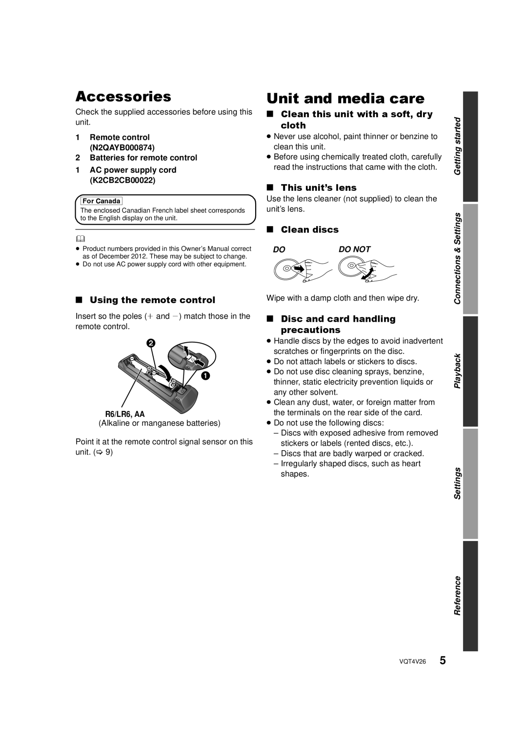 Panasonic DMP-BDT330, DMPBDT230 owner manual Accessories, Unit and media care 