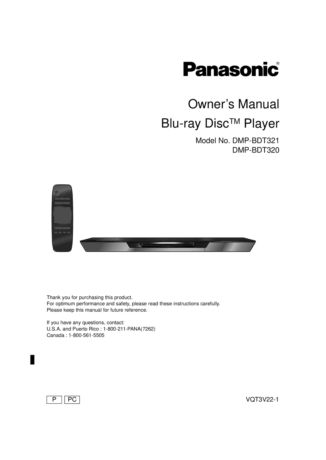 Panasonic DMP-BDT321, DMPBDT320EB, DMP-BDT320 owner manual Blu-ray DiscTM Player 