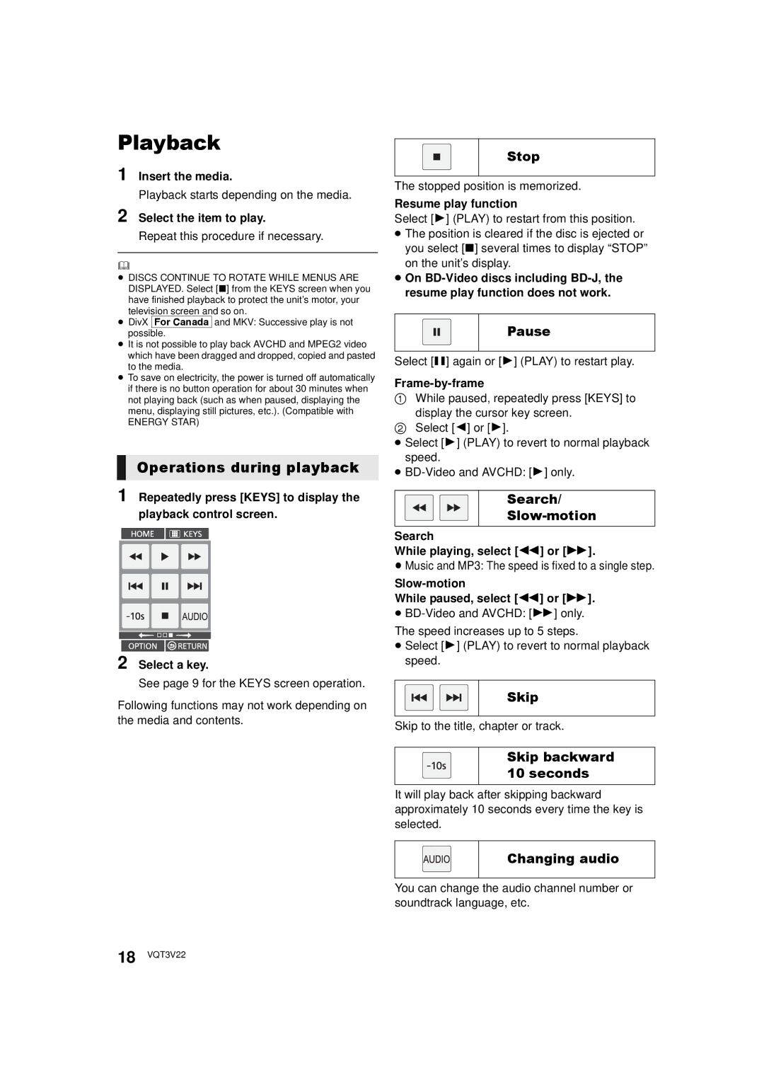 Panasonic DMPBDT320EB, DMP-BDT321, DMP-BDT320 owner manual Playback, Operations during playback 