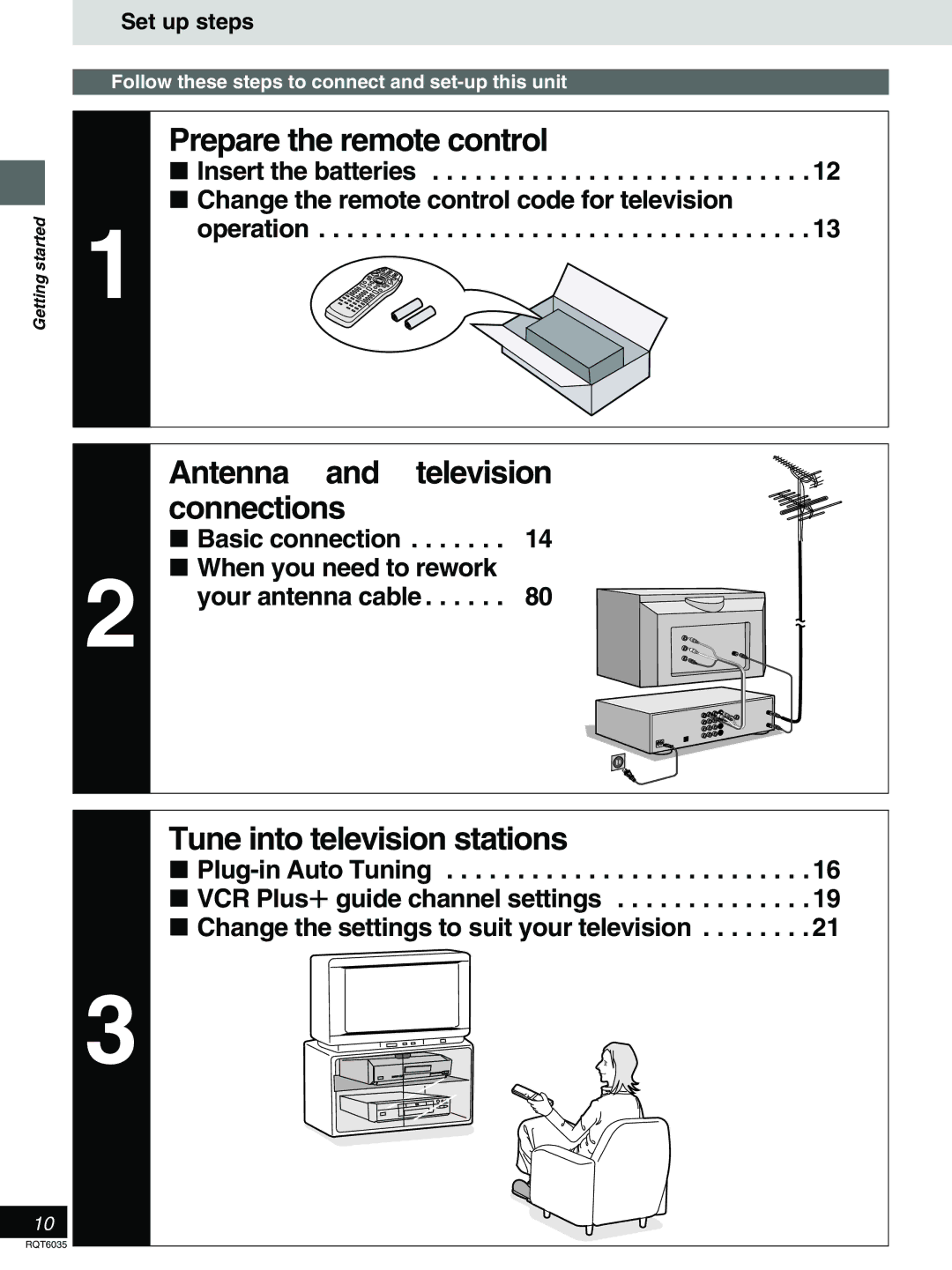 Panasonic DMR-E20 warranty Set up steps, Follow these steps to connect and set-up this unit 