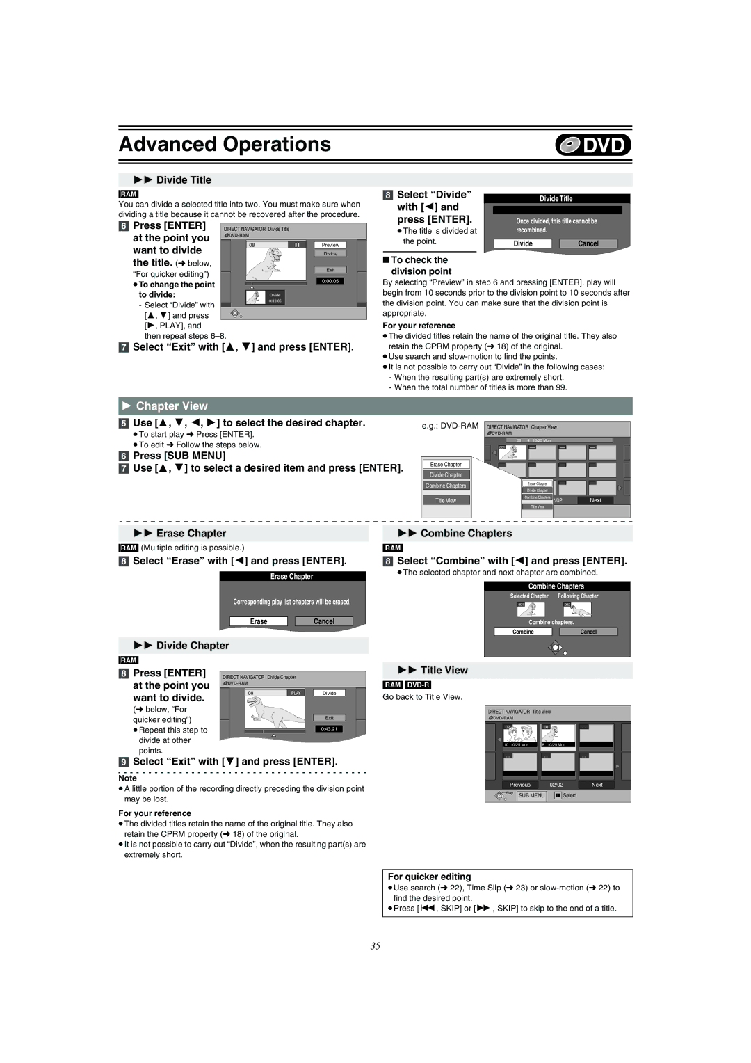 Panasonic DMR-E75V operating instructions Chapter View 