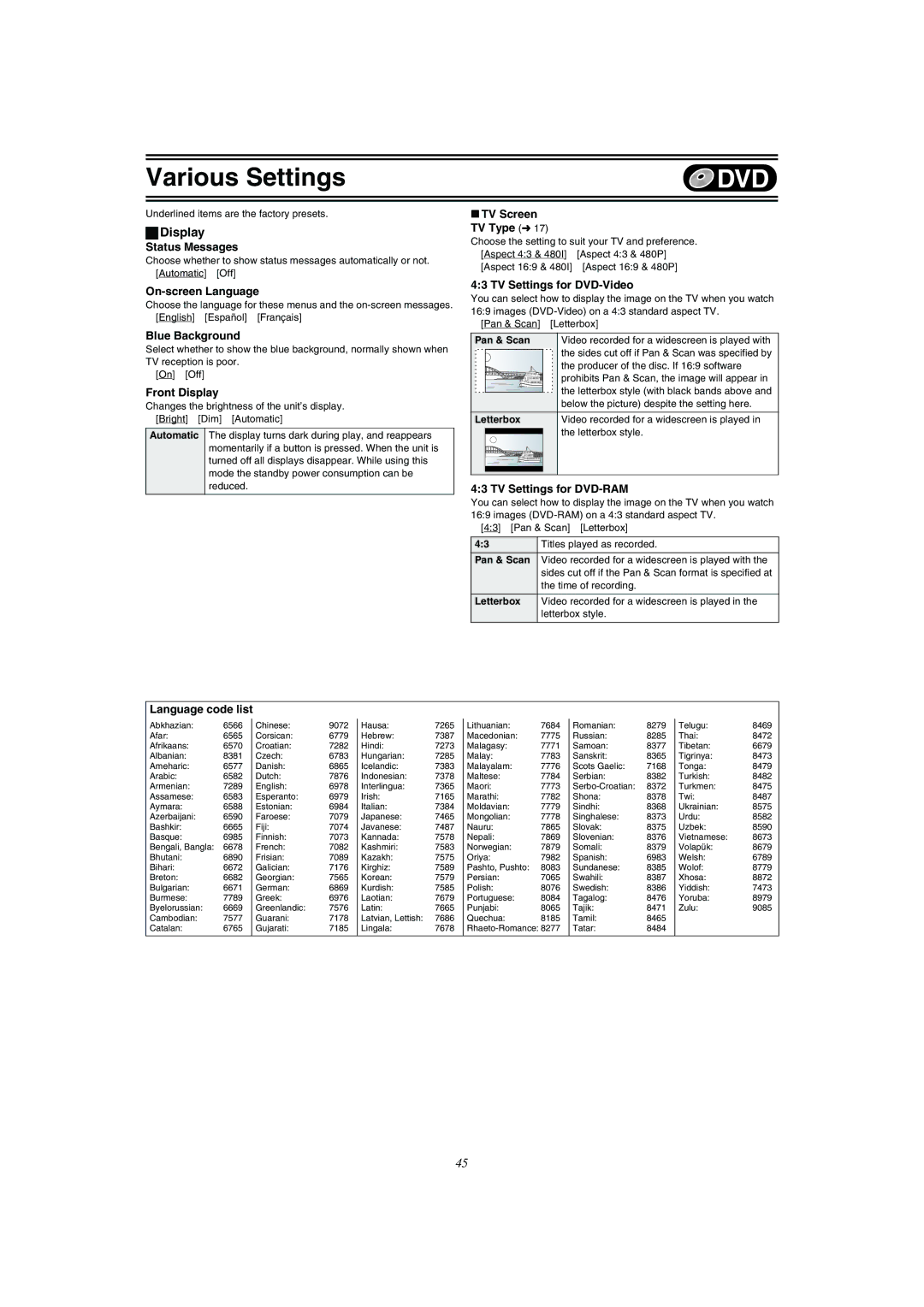 Panasonic DMR-E75V operating instructions Display 