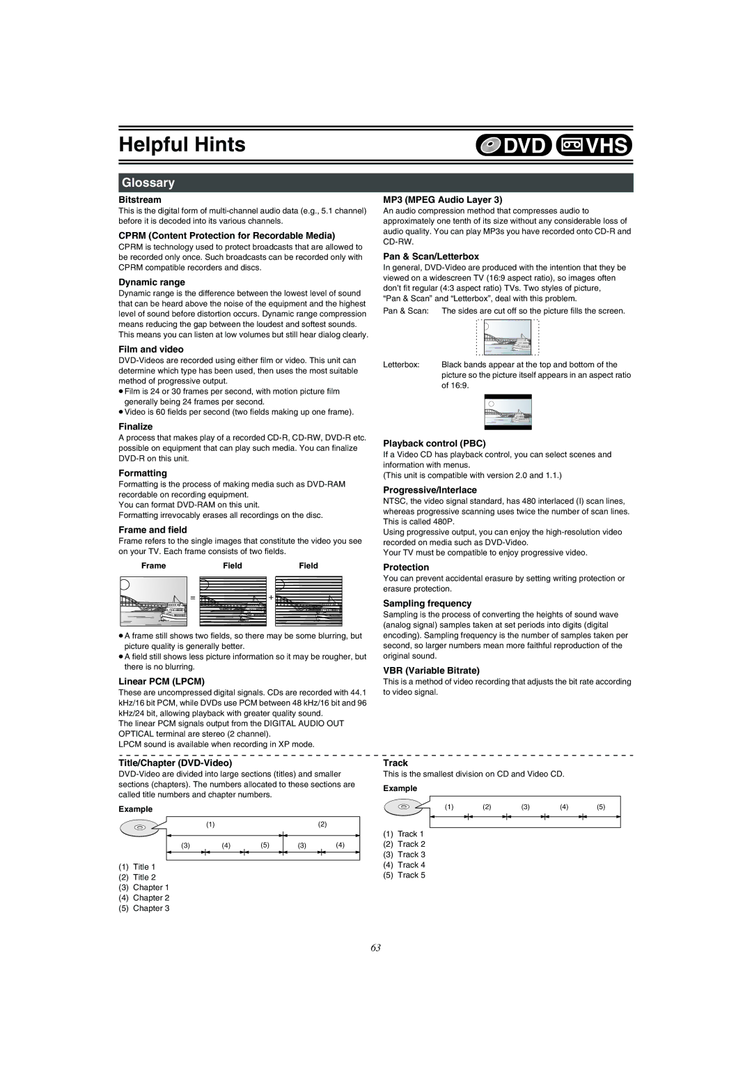 Panasonic DMR-E75V operating instructions Glossary 