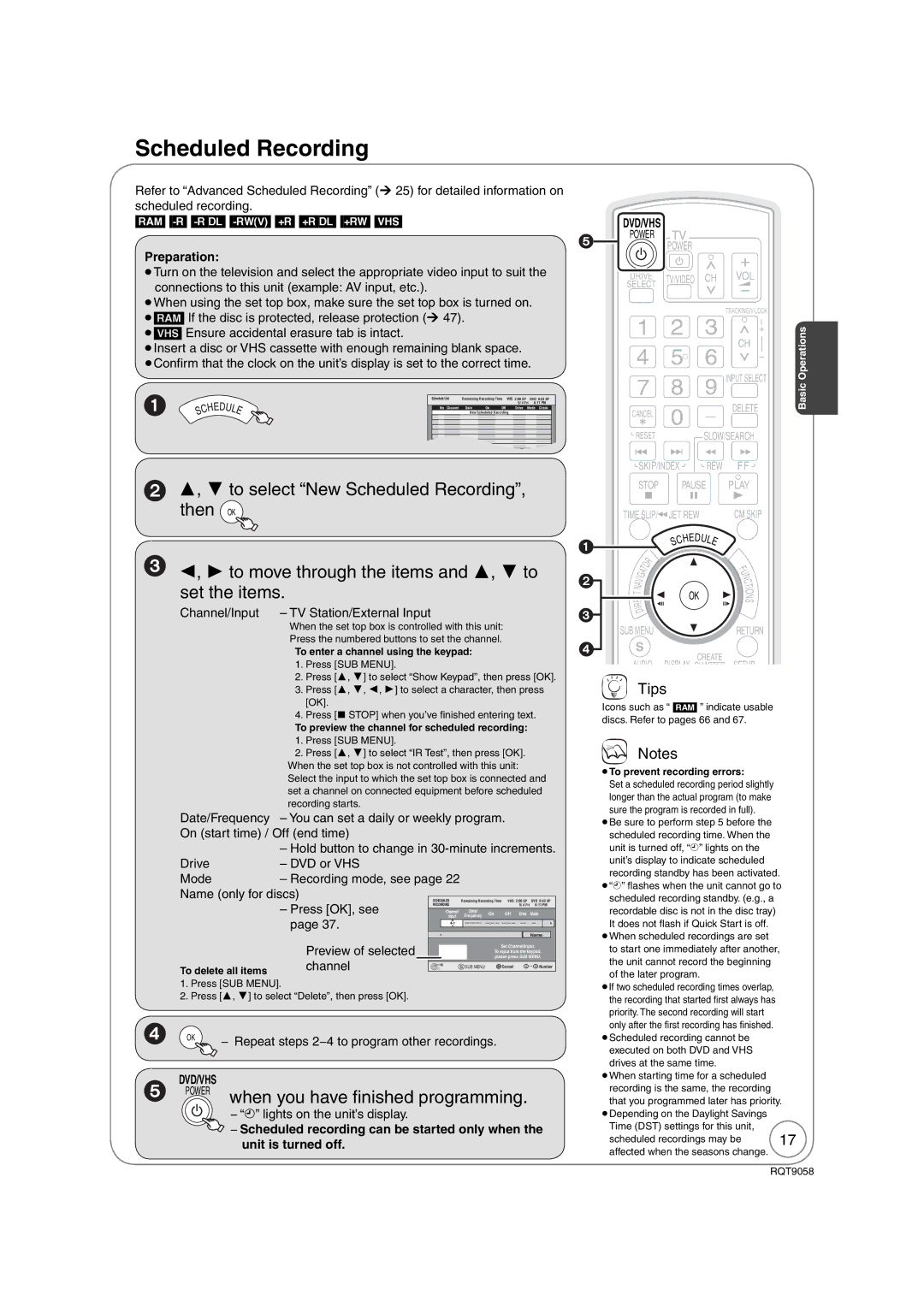 Panasonic DMR-EA38V warranty Scheduled Recording, When you have ﬁ nished programming, Unit is turned off 