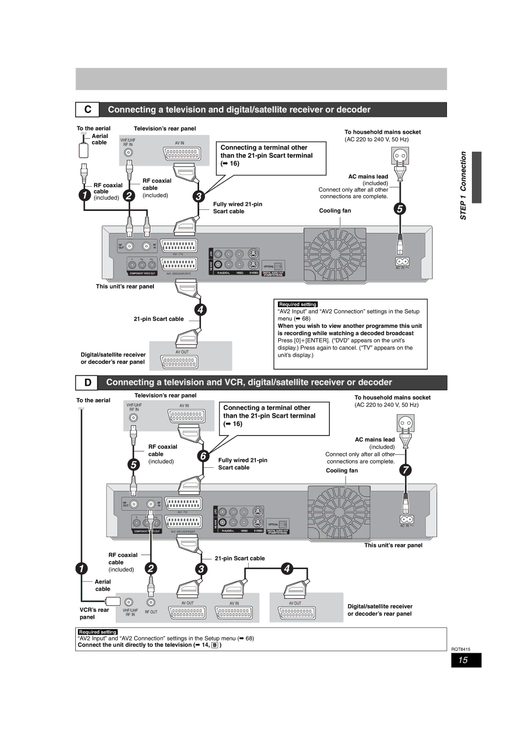 Panasonic DMR-EH56 operating instructions Connection, Connecting a terminal other, Than the 21-pin Scart terminal 