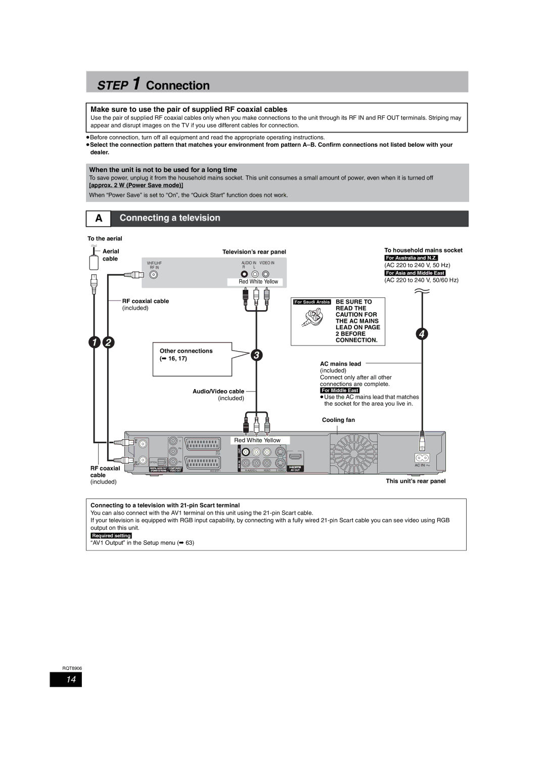 Panasonic DMR-EH57, DMR-EH67 Connecting a television, Make sure to use the pair of supplied RF coaxial cables 