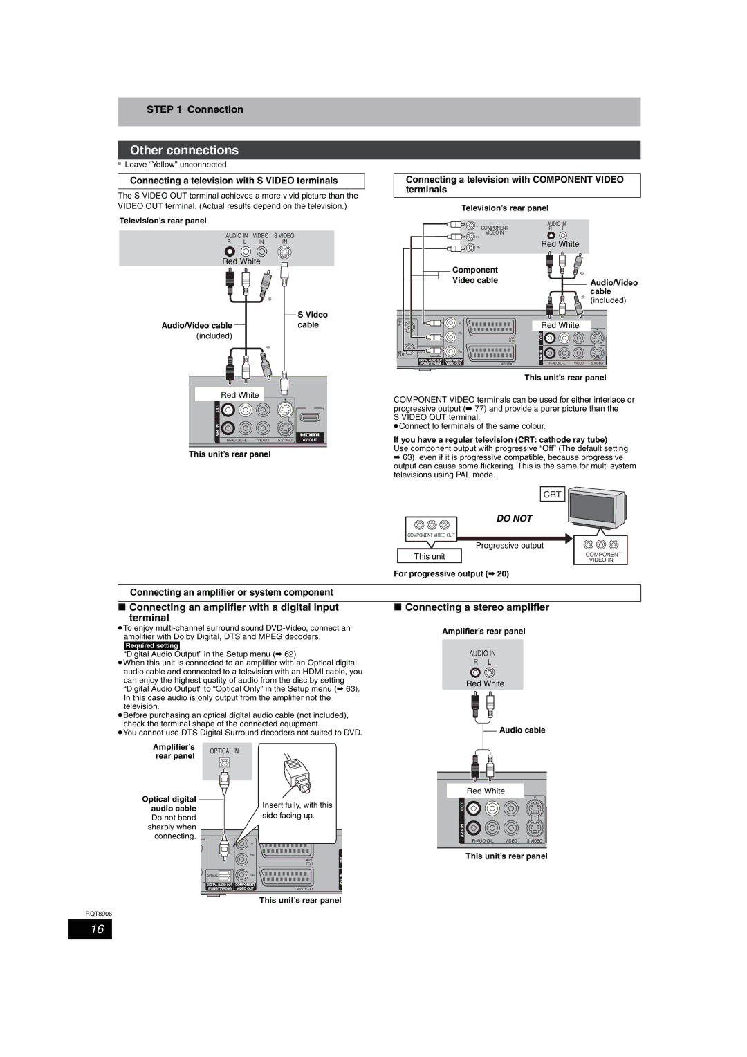 Panasonic DMR-EH57, DMR-EH67 Other connections, Connection, Connecting an amplifier with a digital input Terminal 