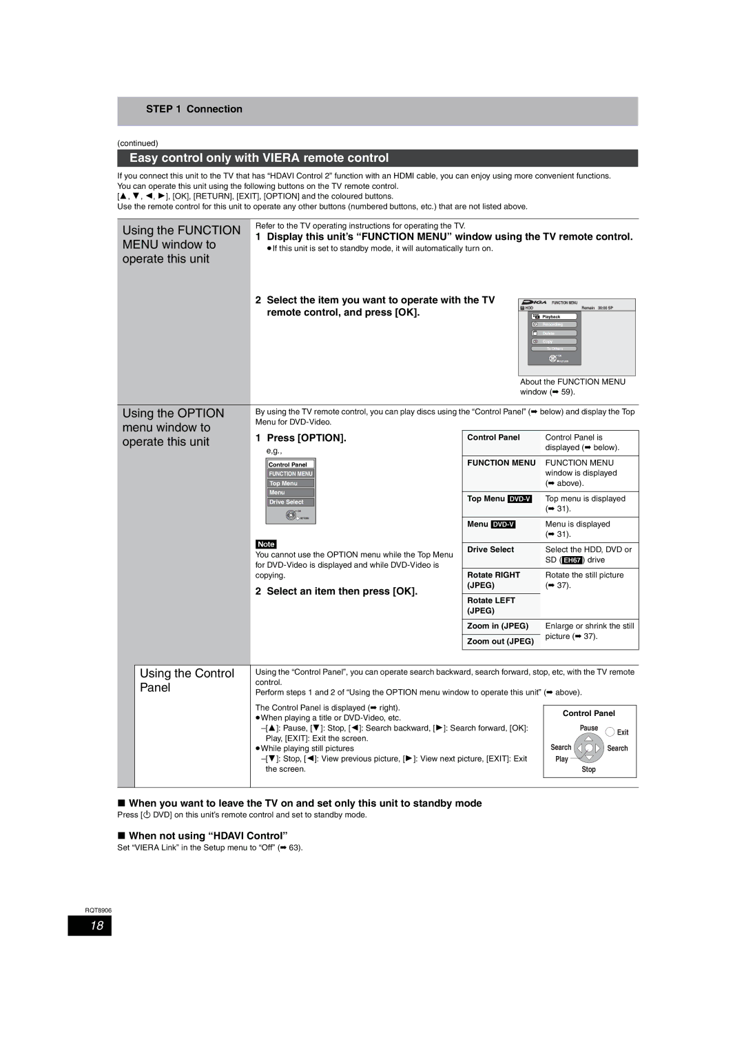 Panasonic DMR-EH57, DMR-EH67 operating instructions Easy control only with Viera remote control 