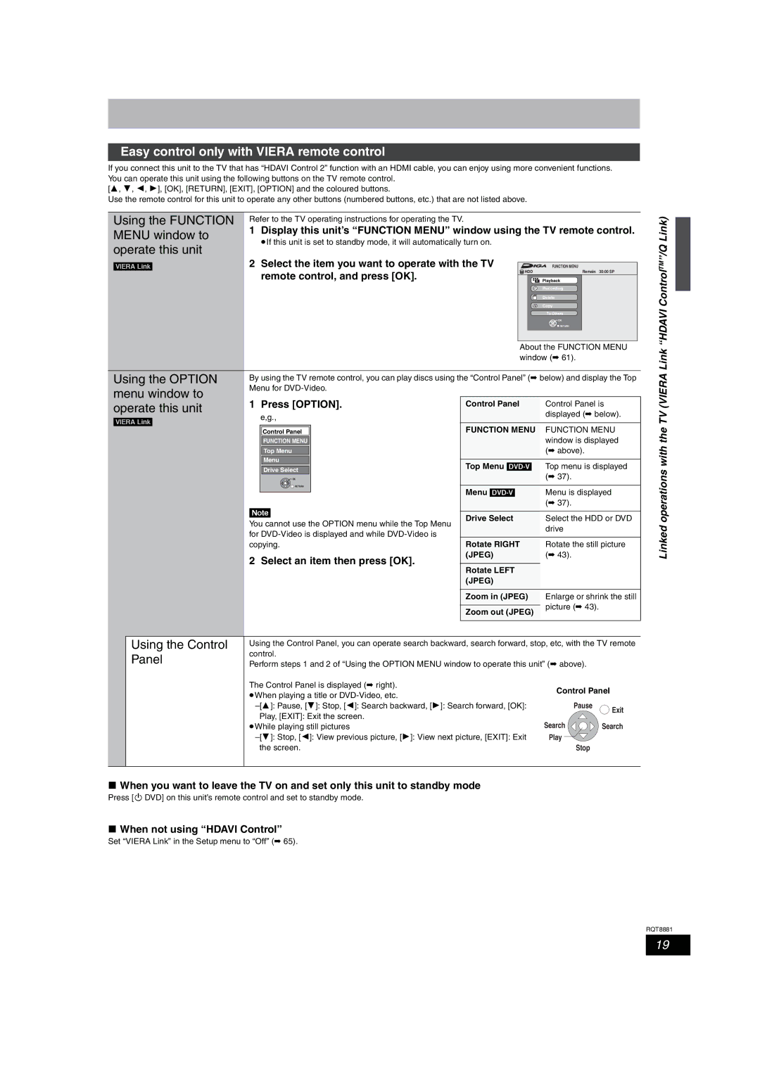 Panasonic DMR-EH575 operating instructions Easy control only with Viera remote control, Hdavi ControlTM/Q Link 