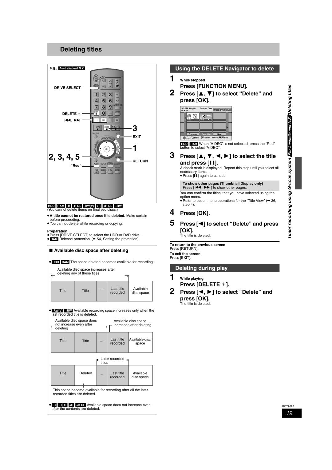 Panasonic DMR-EH68, DMR-EH58 operating instructions Deleting titles, Deleting during play 