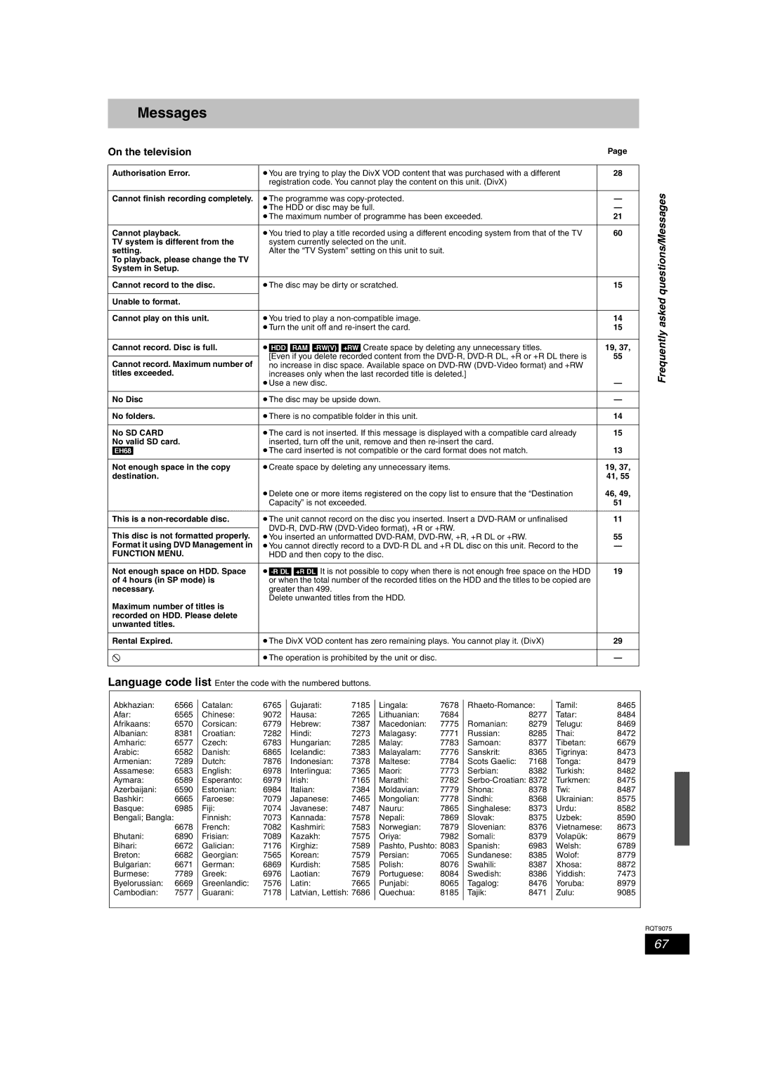 Panasonic DMR-EH68, DMR-EH58 operating instructions Messages, On the television, Function Menu 