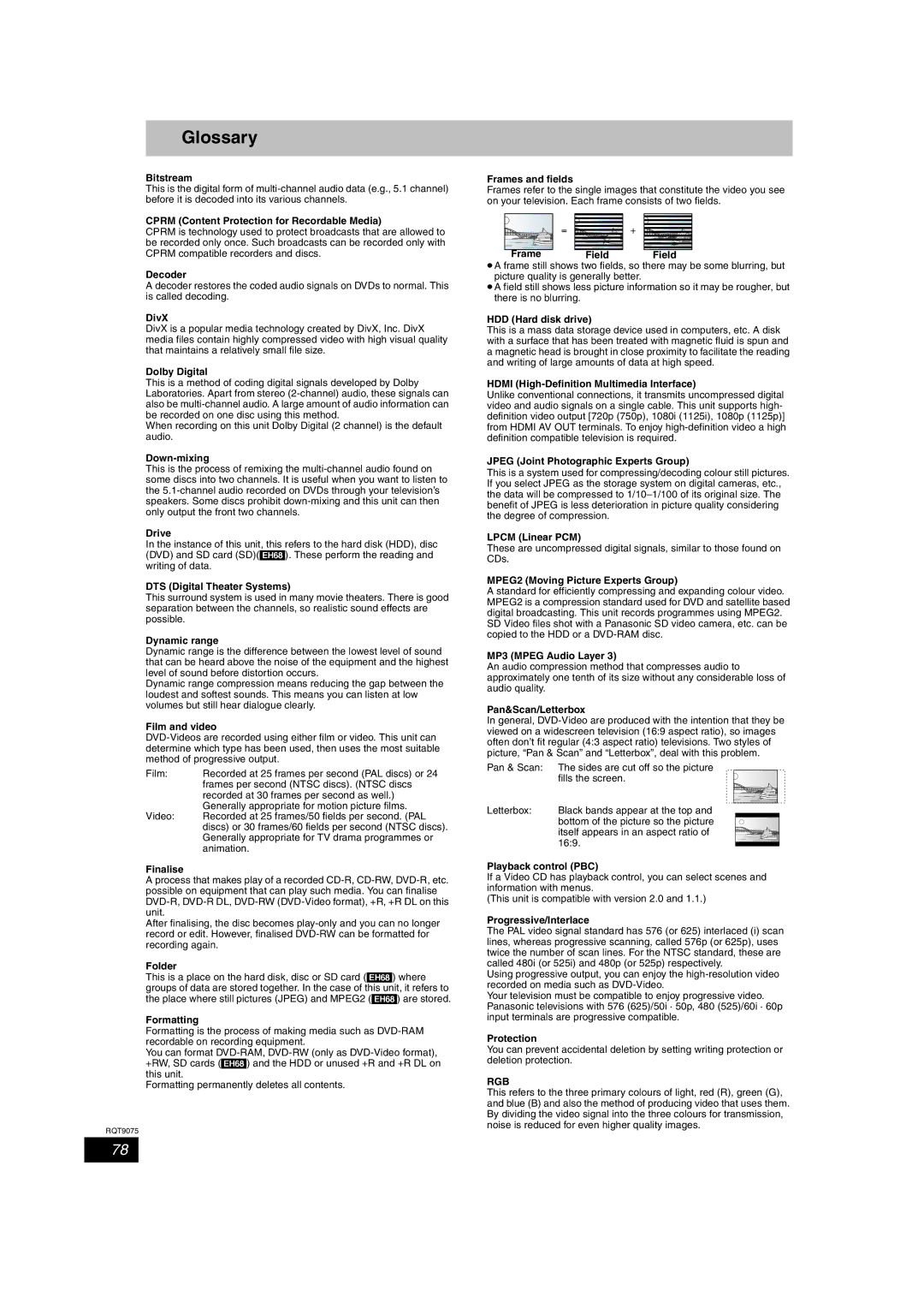 Panasonic DMR-EH58, DMR-EH68 operating instructions Glossary, Rgb 