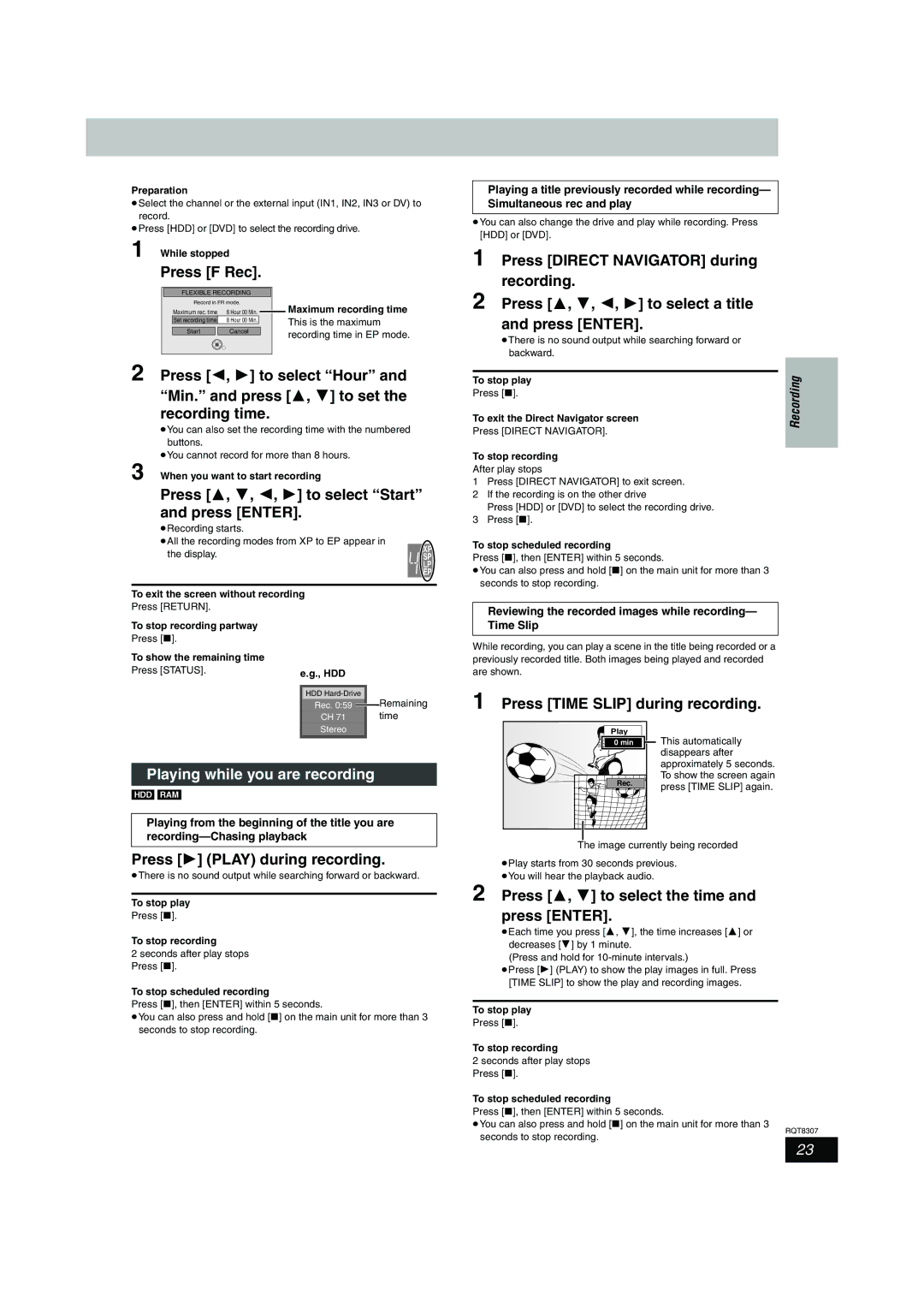 Panasonic DMR-EH60 warranty Playing while you are recording 