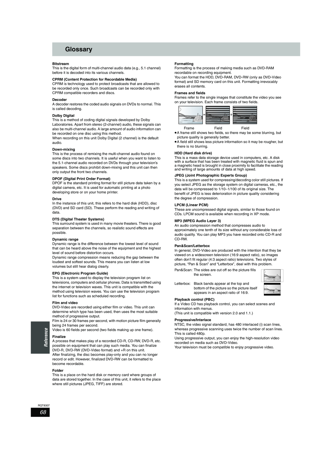 Panasonic DMR-EH60 warranty Glossary 