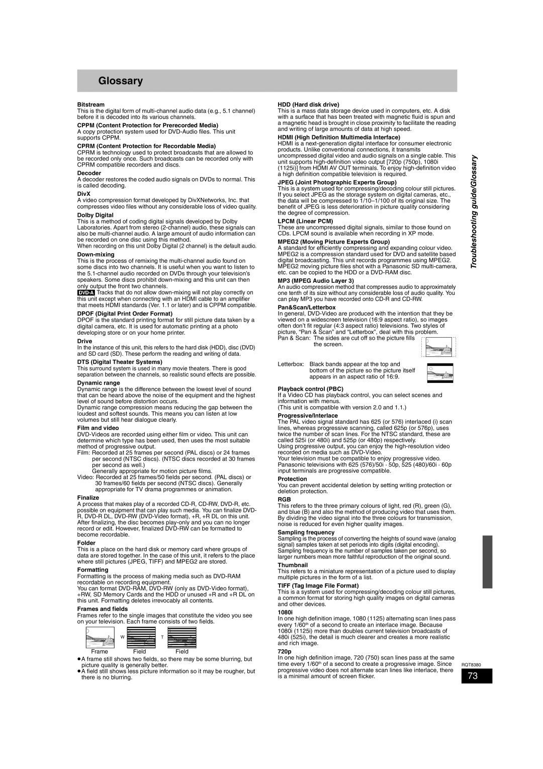 Panasonic DMR-EH65 operating instructions Troubleshooting guide/Glossary, Rgb 