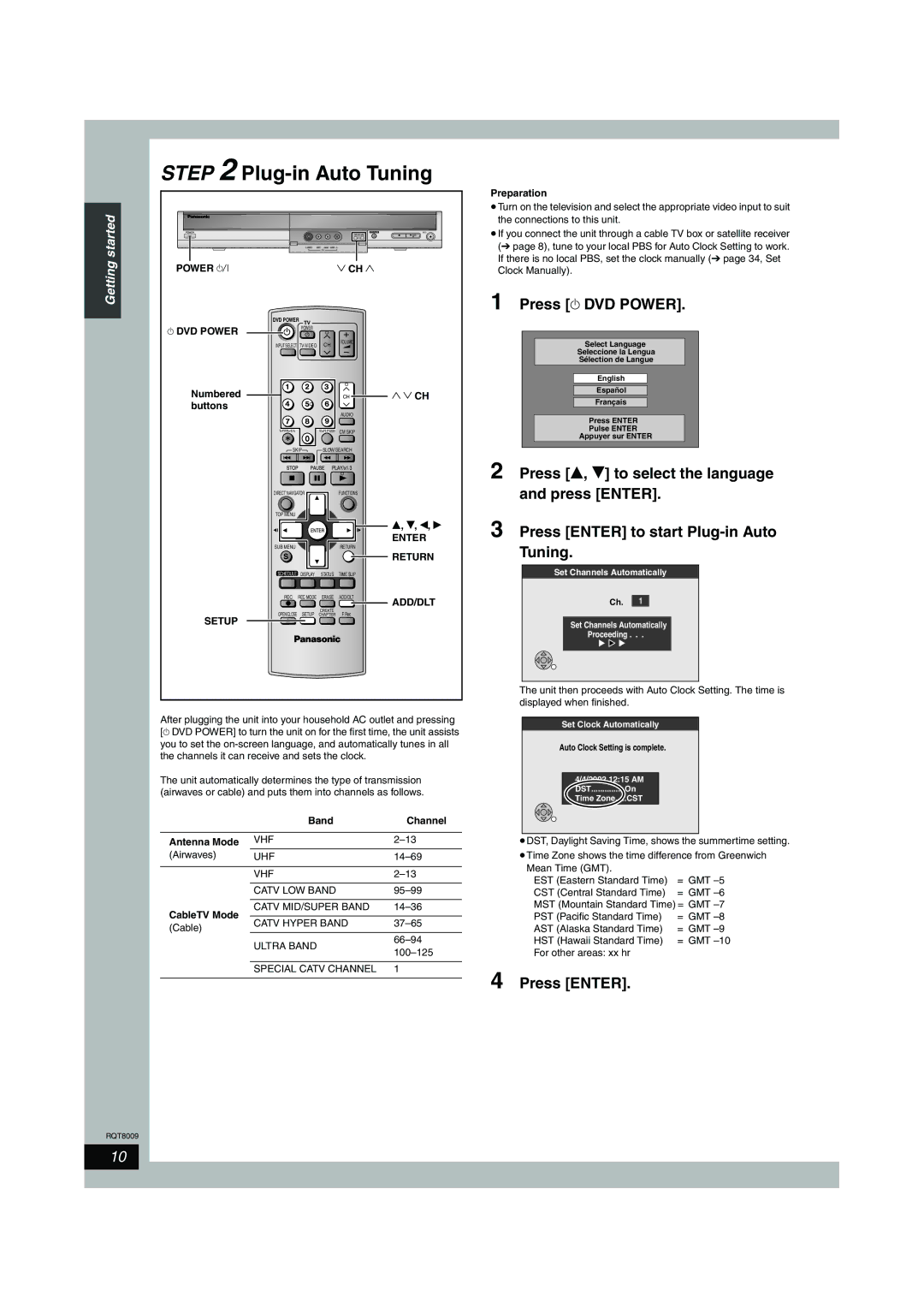 Panasonic DMR-ES10 warranty Press DVD Power, Press Enter 