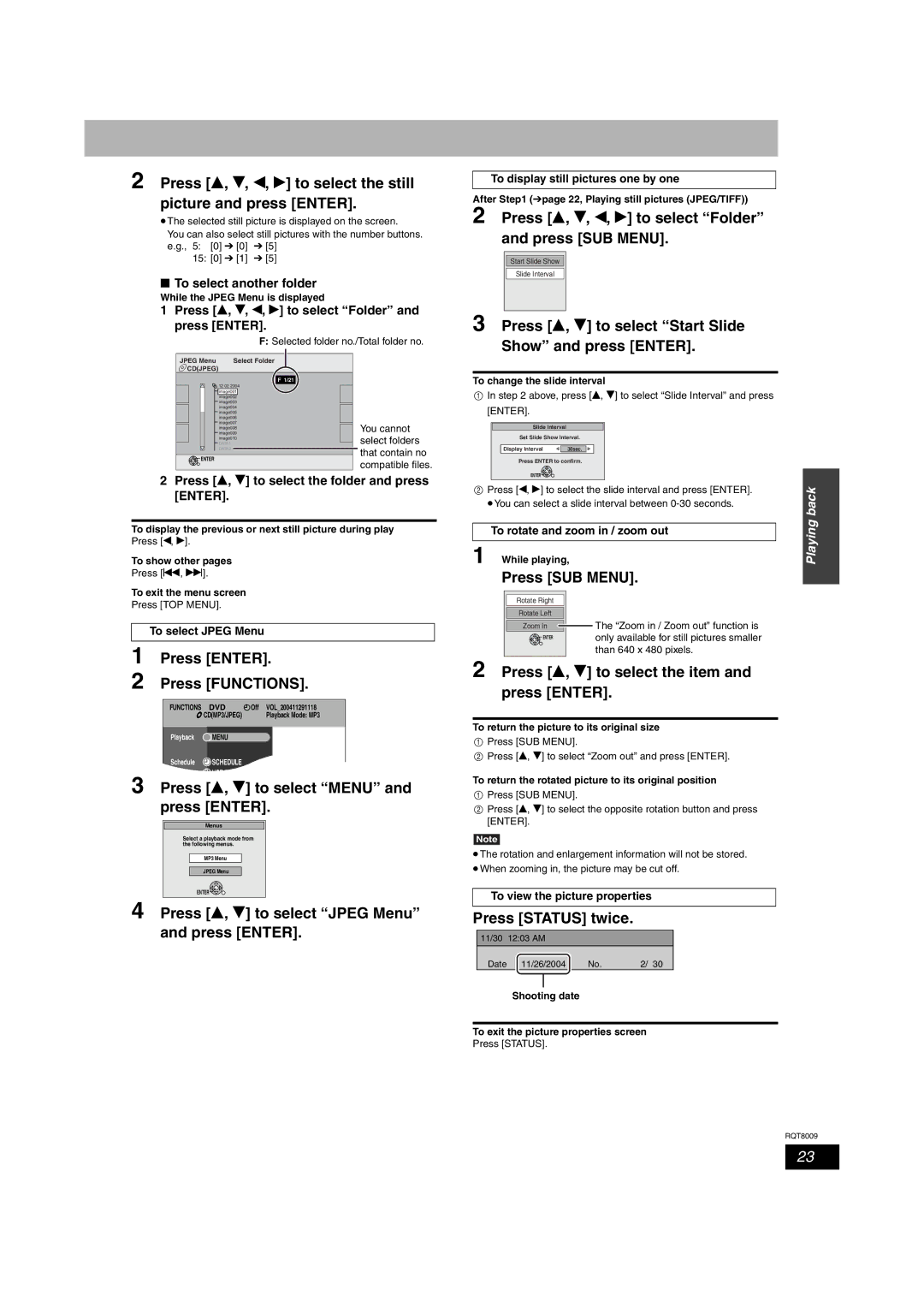 Panasonic DMR-ES10 warranty Press Enter Press Functions, Press e, r to select Menu and press Enter, Press SUB Menu 