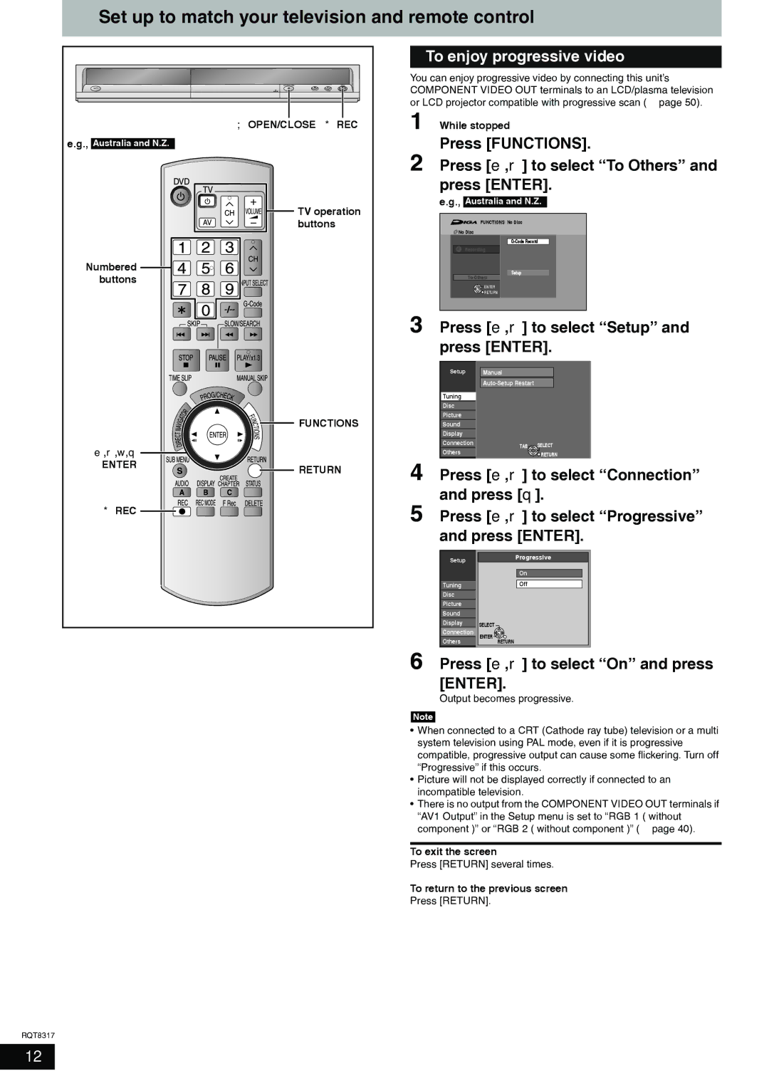 Panasonic DMR-ES15 manual Set up to match your television and remote control 