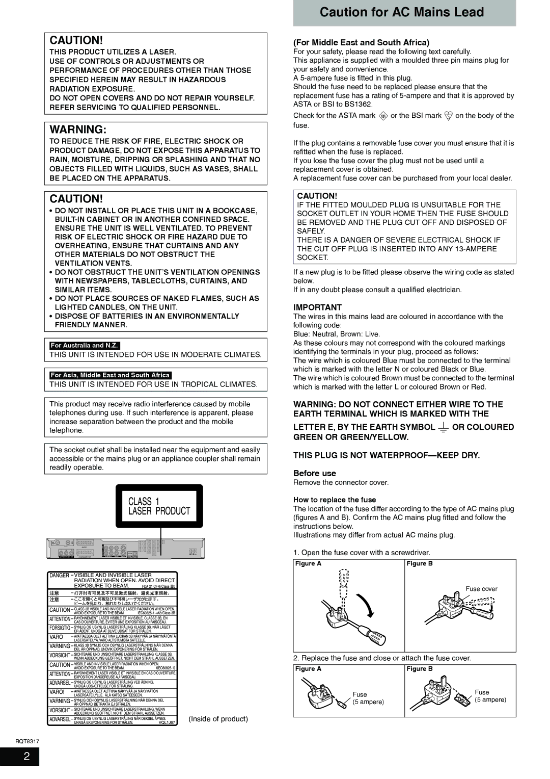 Panasonic DMR-ES15 manual For Middle East and South Africa, Before use, This Unit is Intended for USE in Moderate Climates 