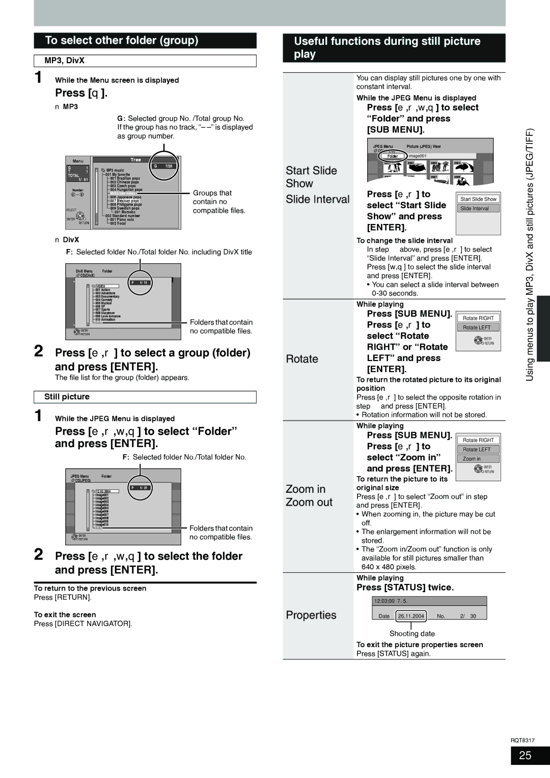 Panasonic DMR-ES15 manual To select other folder group, Useful functions during still picture play 