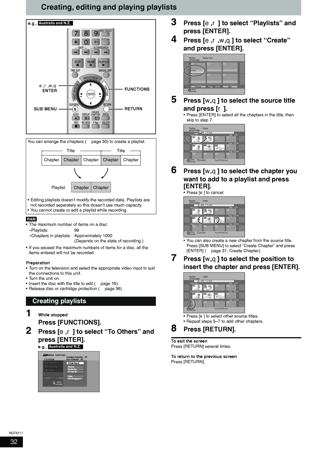 Panasonic DMR-ES15 manual Creating, editing and playing playlists, Creating playlists 