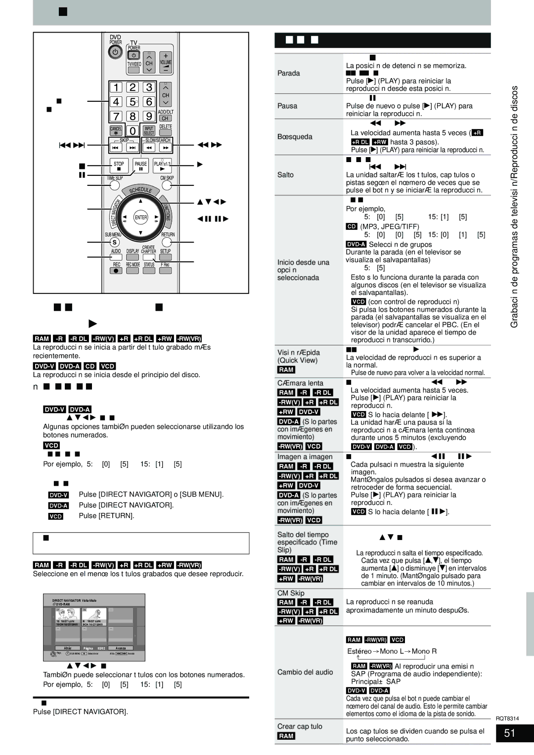 Panasonic DMR-ES15 Reproducción de discos, Inserte un disco Ô página Pulse q Play, Operaciones durante la reproducción 