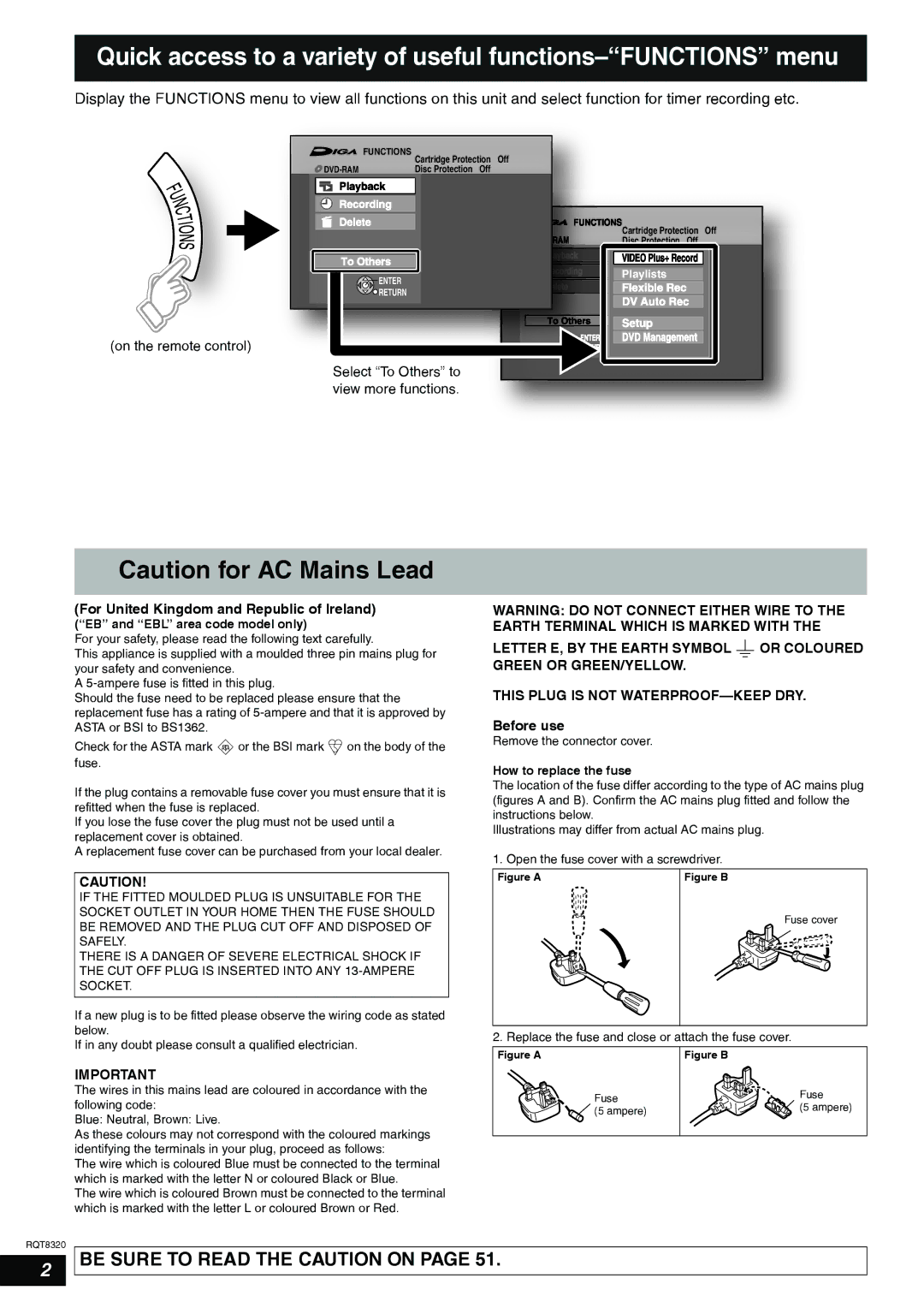 Panasonic DMR-ES15EB manual For United Kingdom and Republic of Ireland, Before use, EB and EBL area code model only 