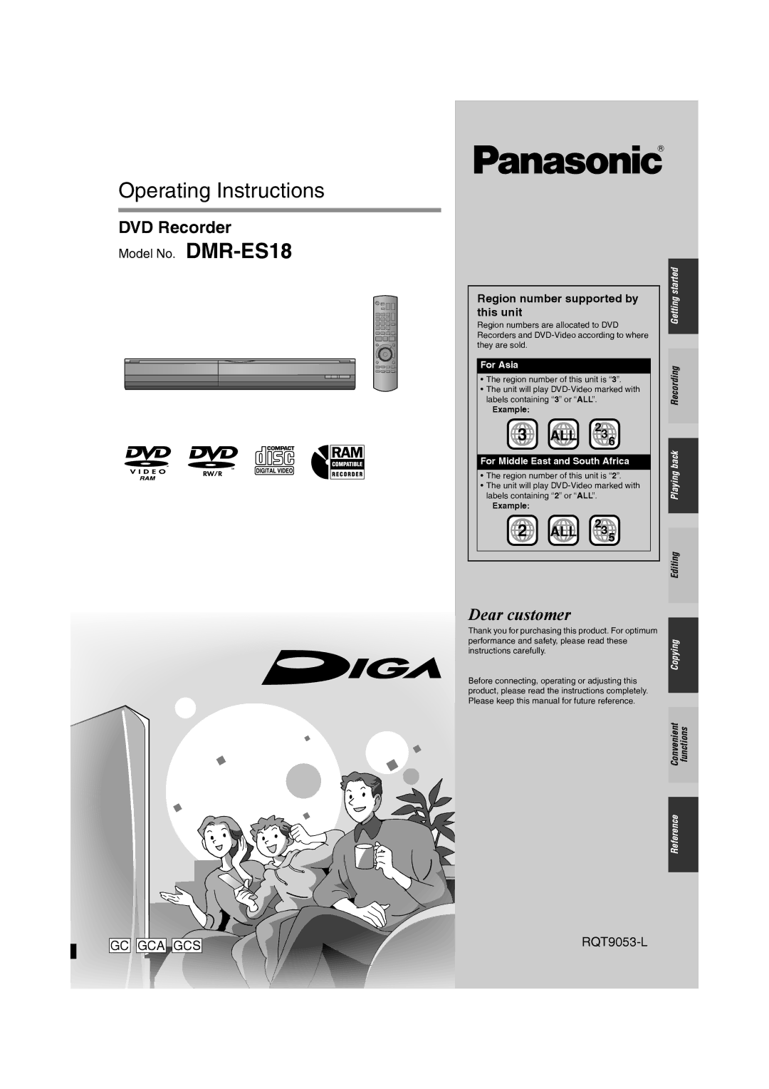 Panasonic DMR-ES18 operating instructions Operating Instructions, Example 