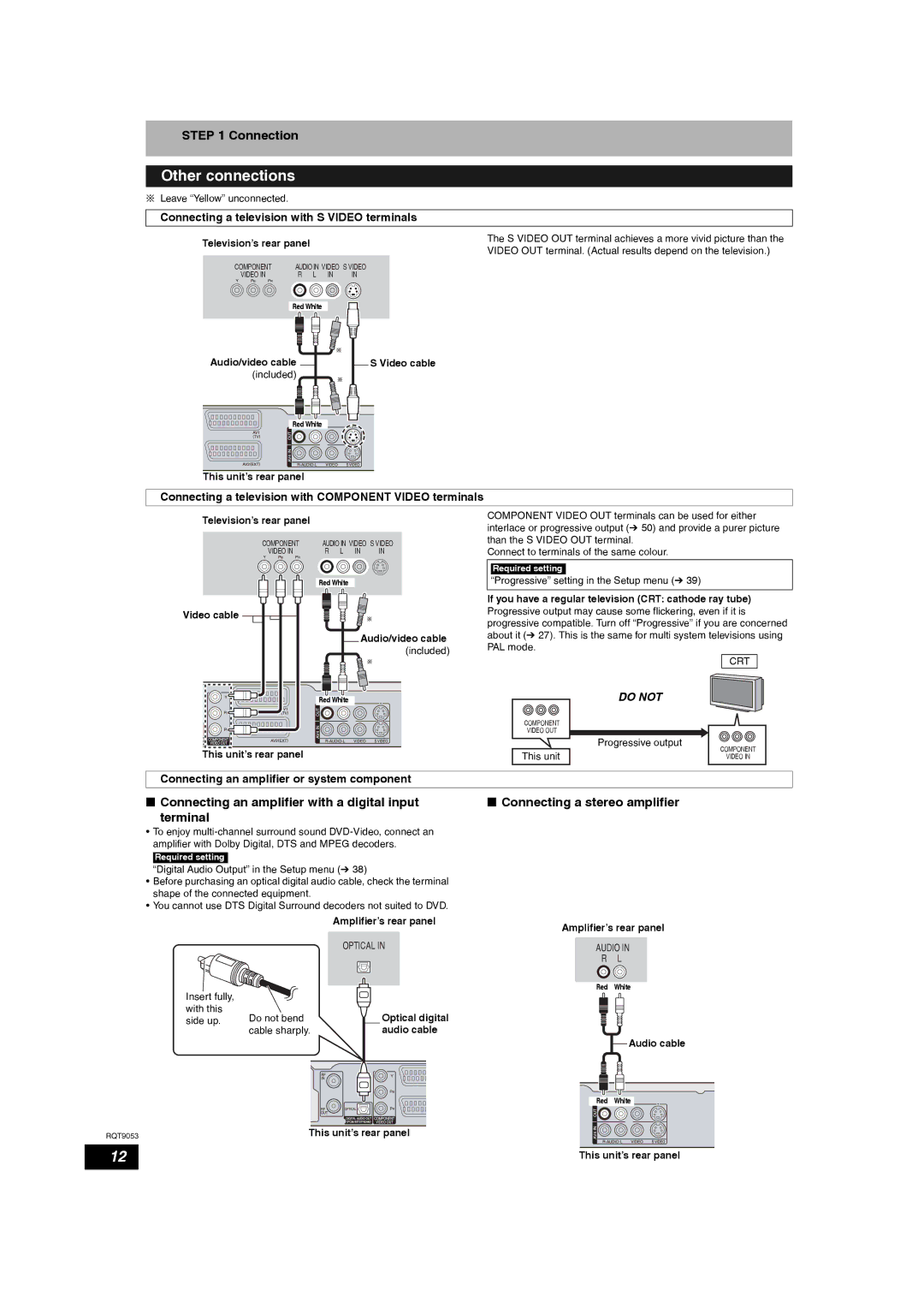 Panasonic DMR-ES18 Other connections, Connection, Connecting an amplifier with a digital input Terminal 