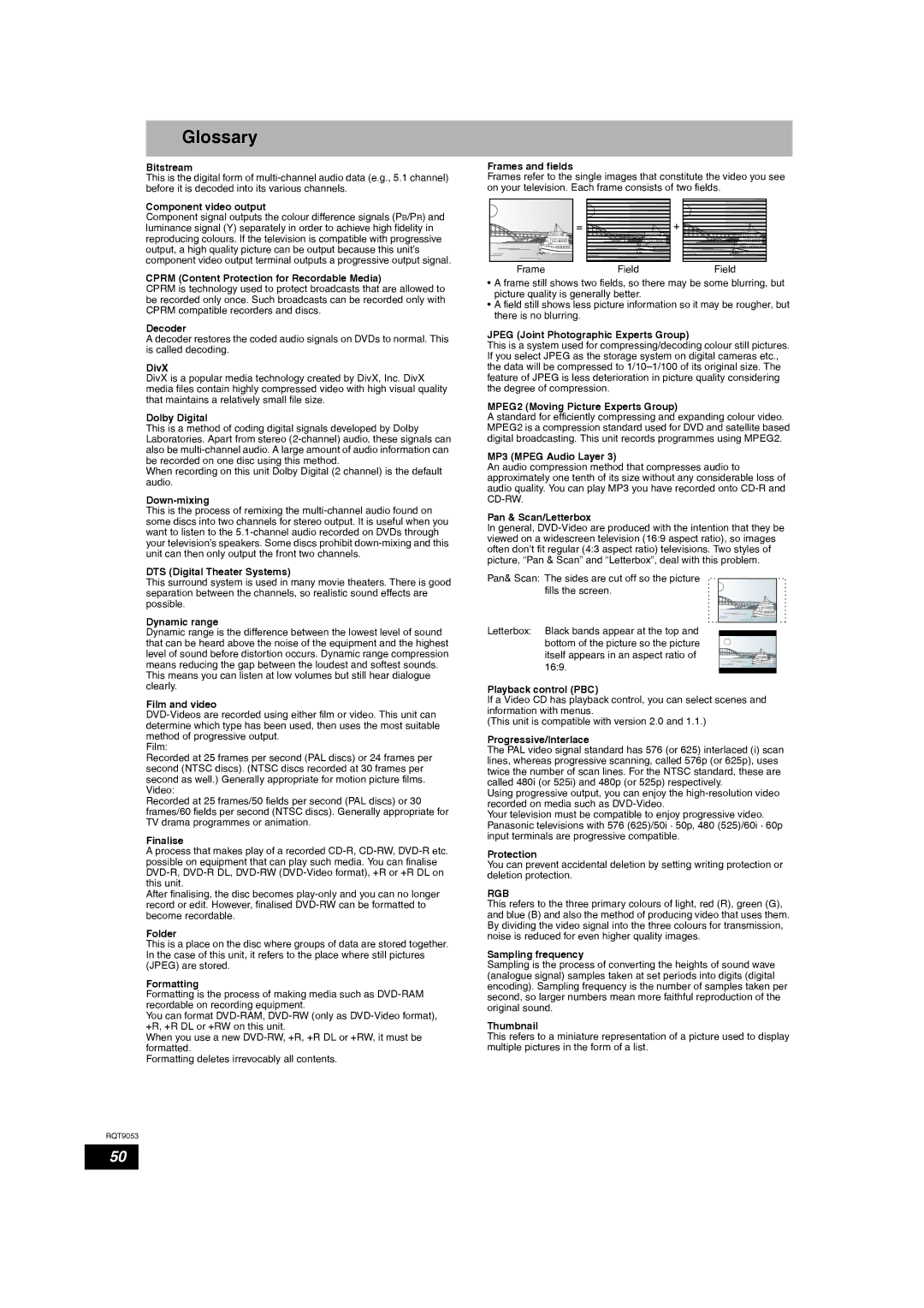 Panasonic DMR-ES18 operating instructions Glossary, Rgb 