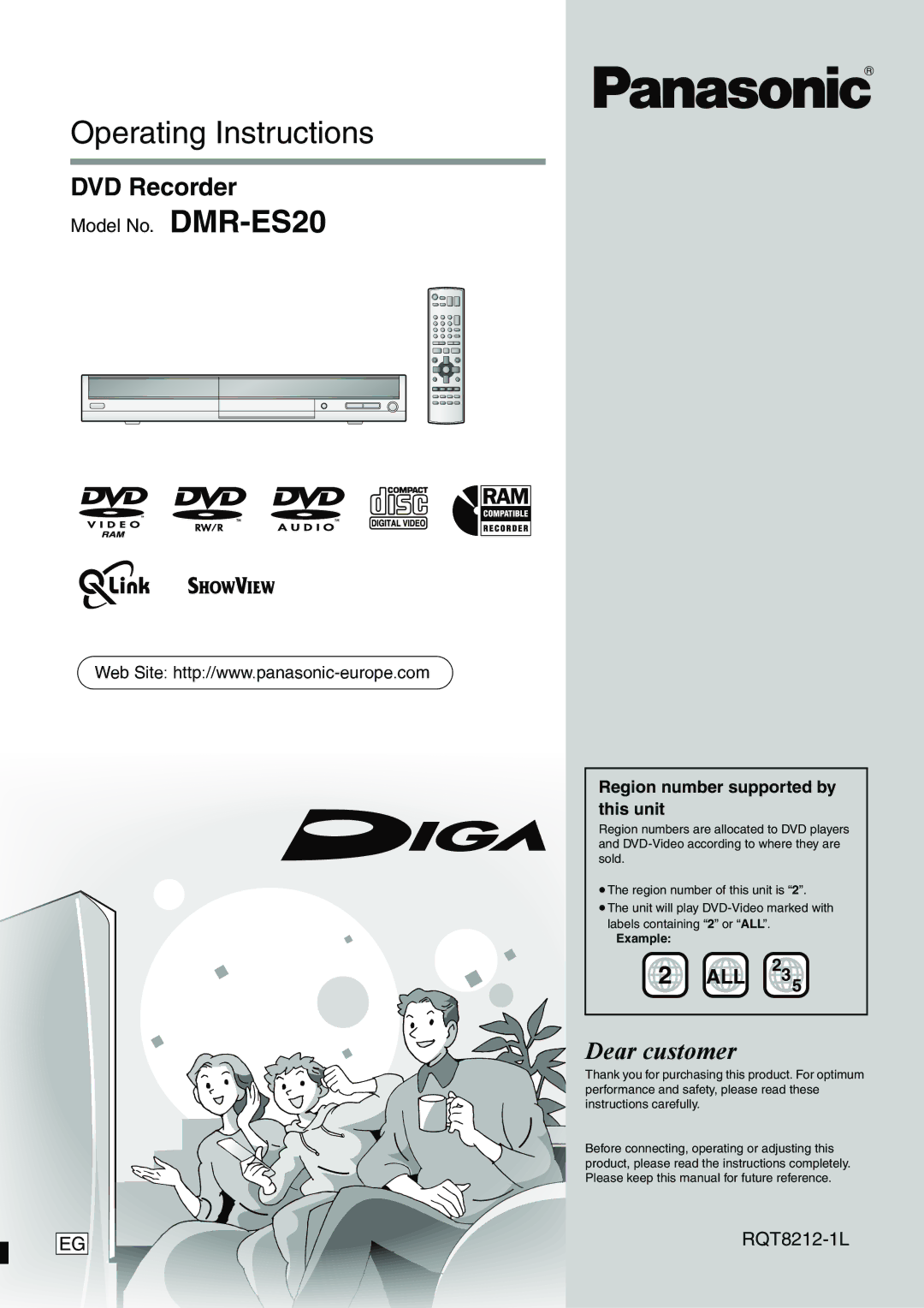 Panasonic DMR-ES20 operating instructions Operating Instructions, Example 