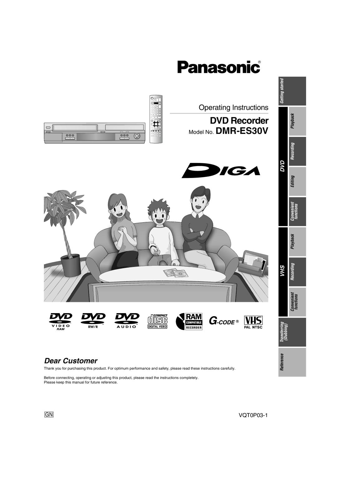 Panasonic DMR-ES30V operating instructions DVD Recorder 