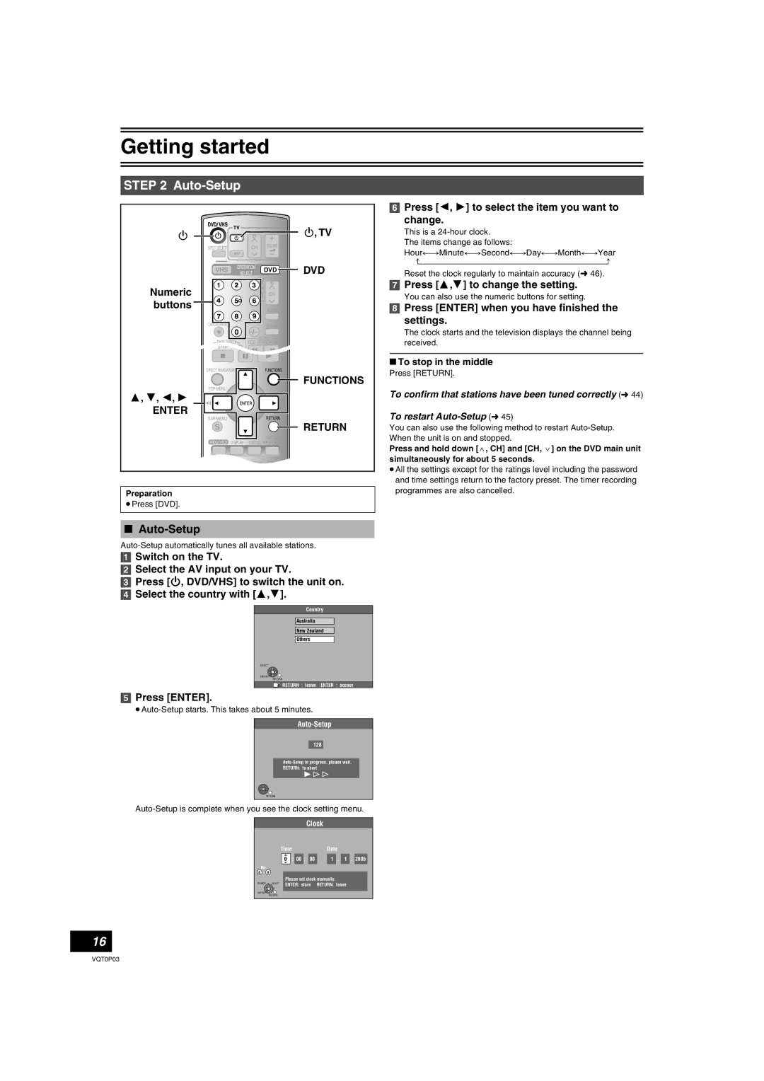 Panasonic DMR-ES30V operating instructions Auto-Setup 