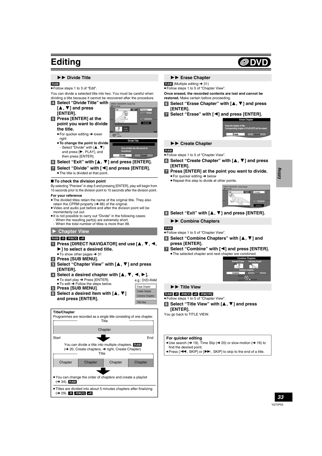 Panasonic DMR-ES30V operating instructions Chapter View 